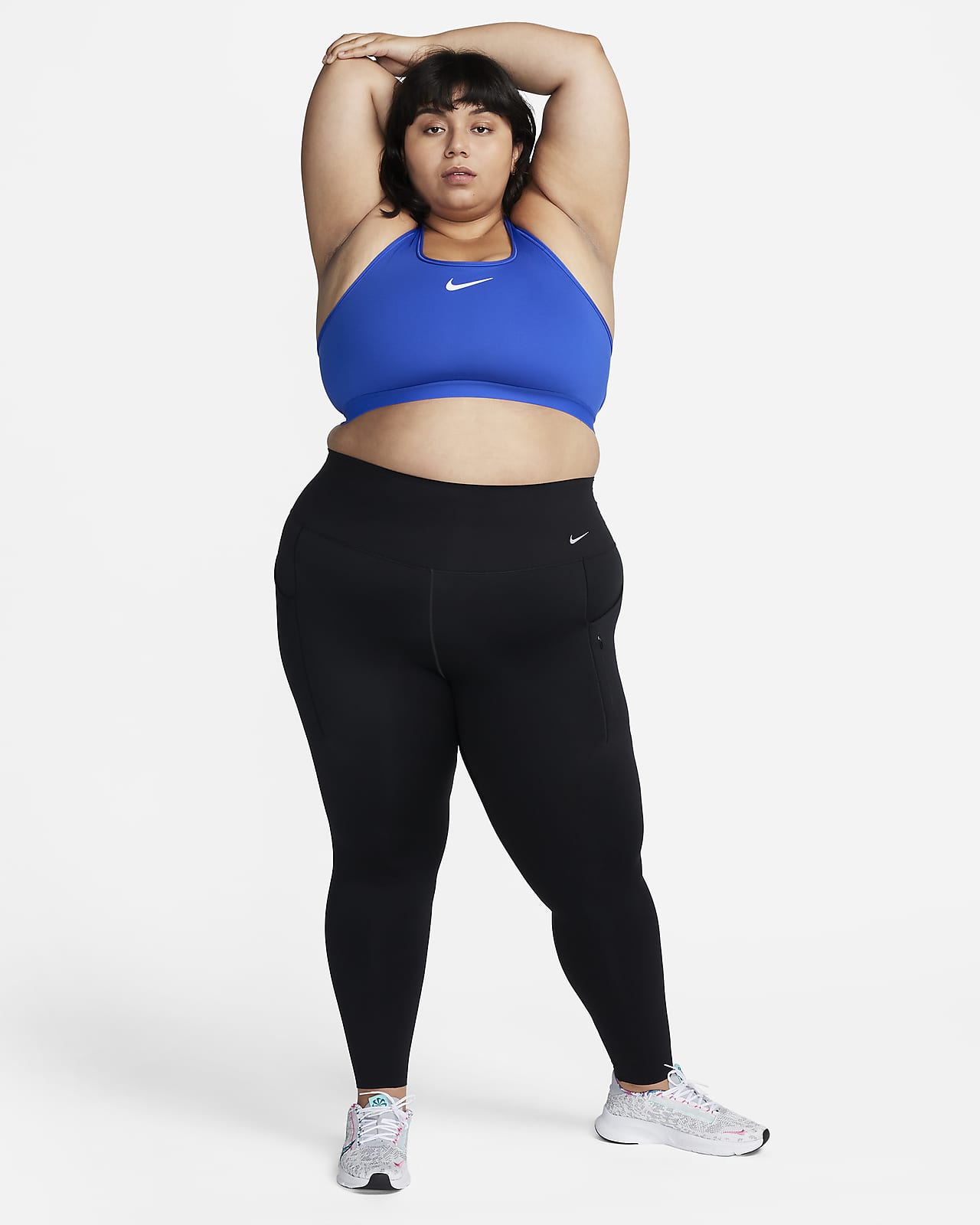 Nike Bra Womens Small White Gray Swoosh Pull On Workout Sports Bra Ladies