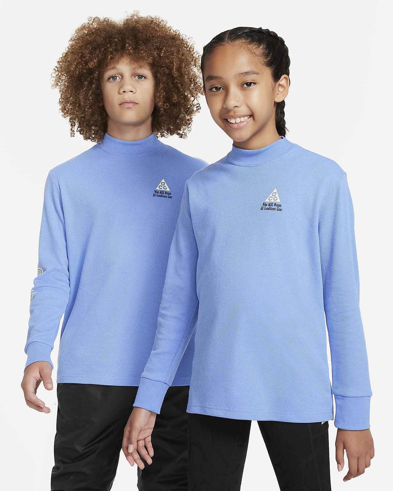 Μακρυμάνικη μπλούζα από πικέ ύφασμα σε ριχτή γραμμή Nike ACG για μεγάλα παιδιά