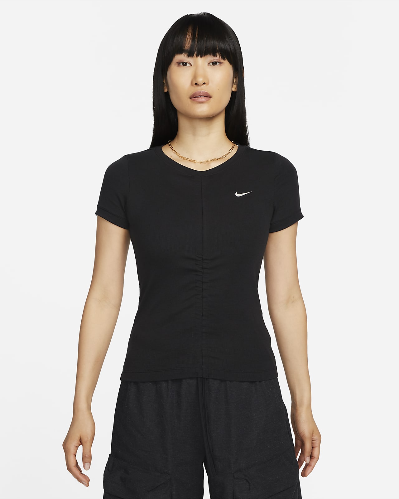 Nike Sportswear Essentials Women's Ribbed Short-Sleeve Mod Cropped Top. Nike  JP