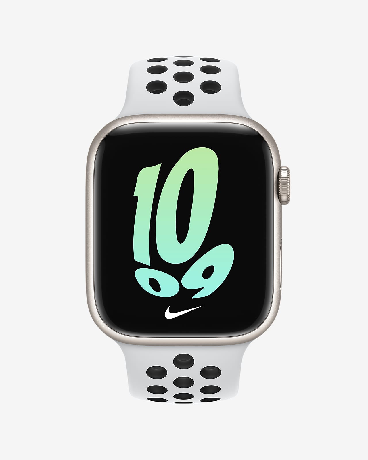 Apple Watch Series 7 (GPS) met 45-mm kast van sterrenlicht aluminium en  sportbandje van Nike. Nike NL