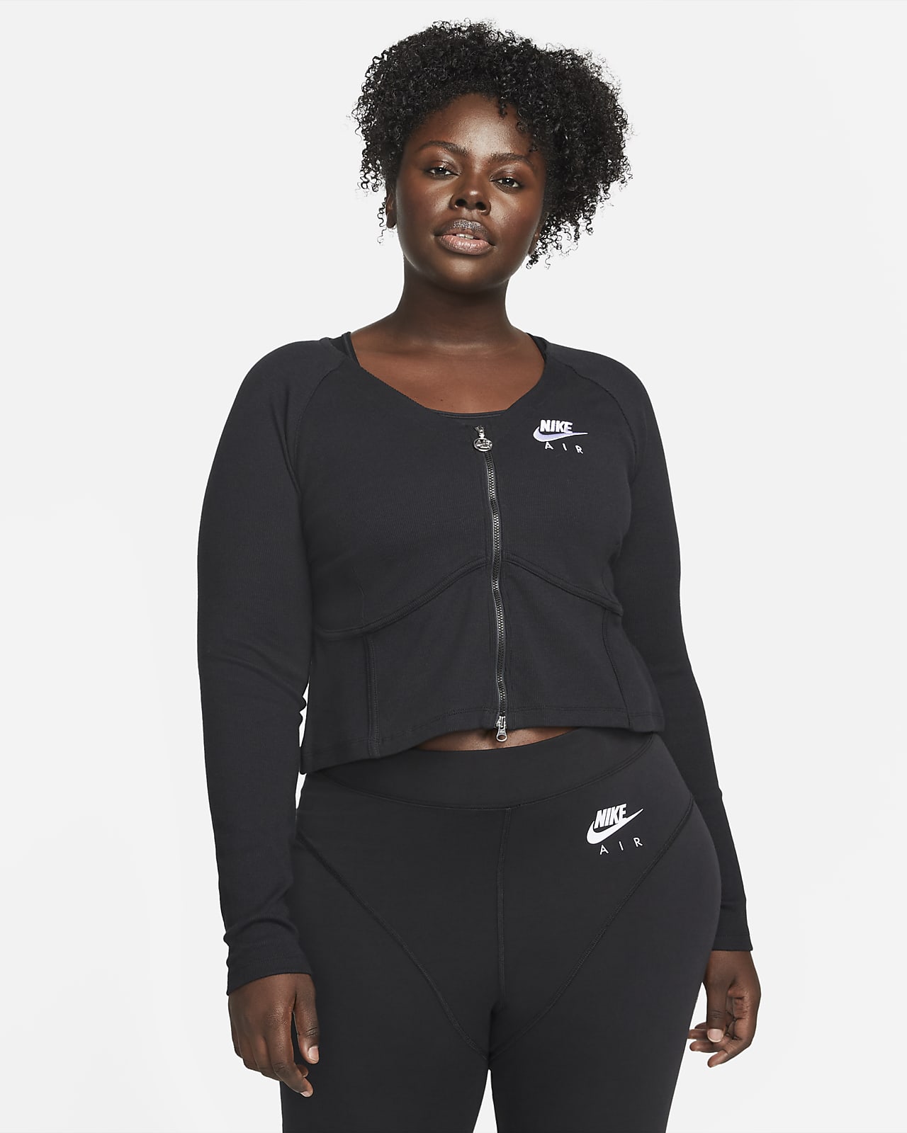 Nike Air geripptes Langarm-Oberteil mit durchgehendem Reißverschluss für  Damen (große Größe). Nike DE