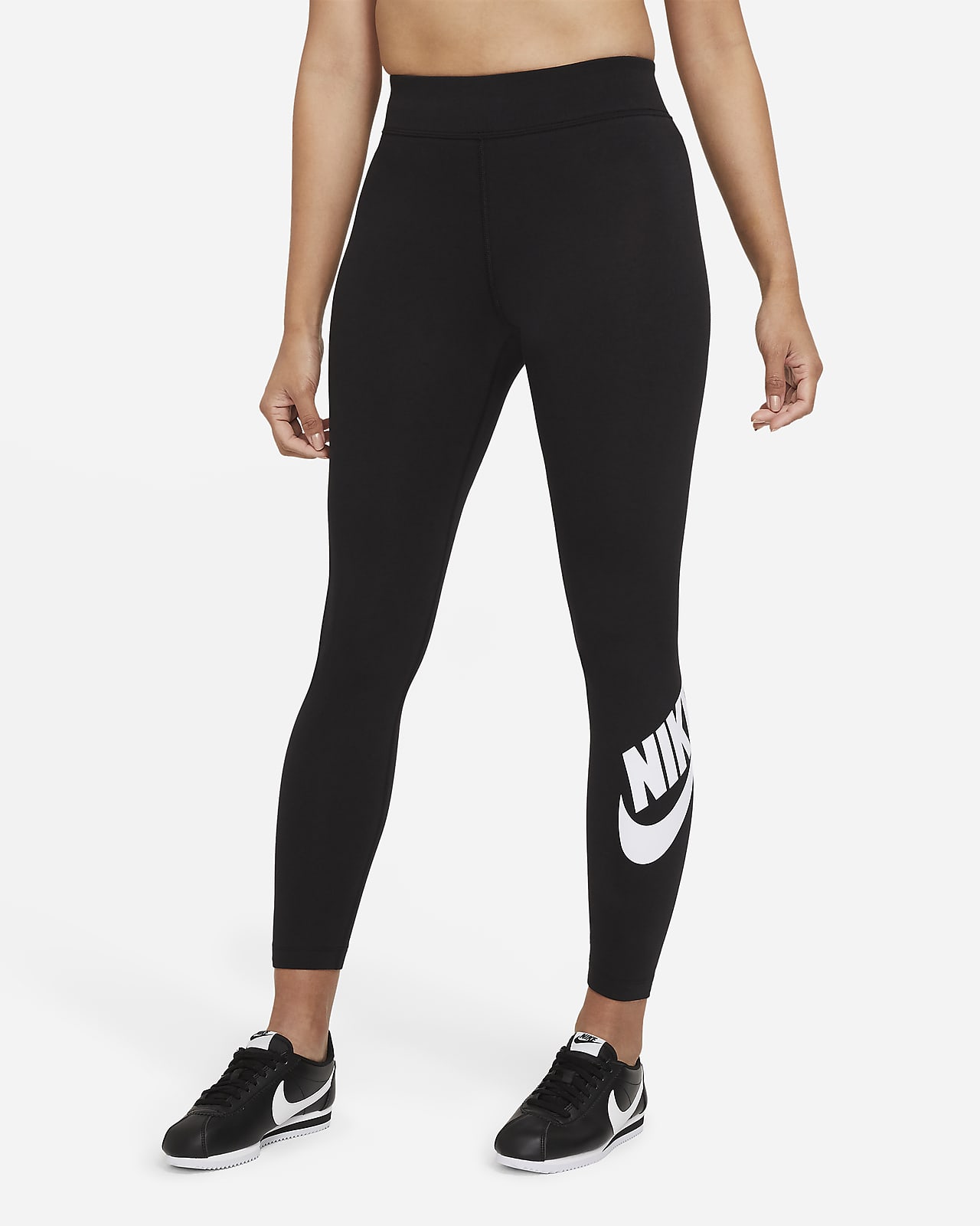 เลกกิ้งเอวสูงผู้หญิงมีโลโก้ Nike Sportswear Essential