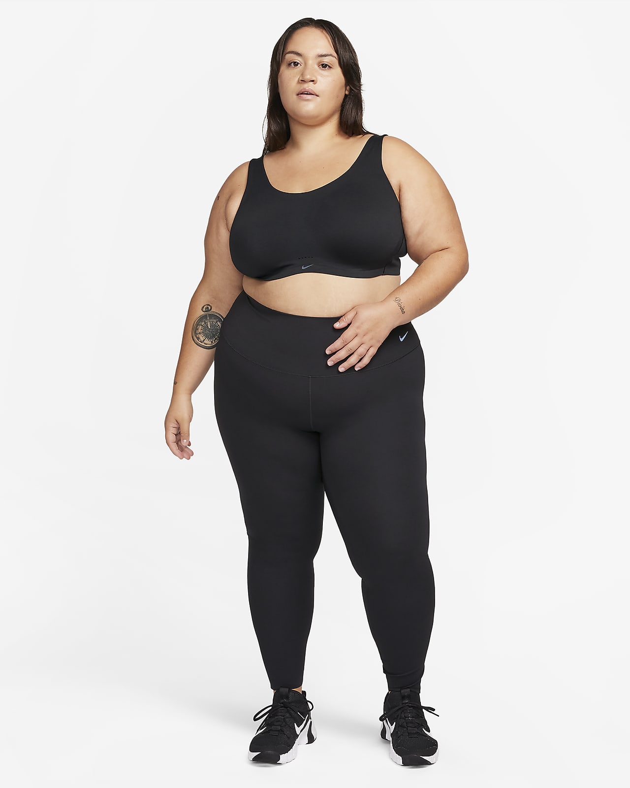 Nike Yoga Luxe Alate dri fit light support sports bra in black ombre