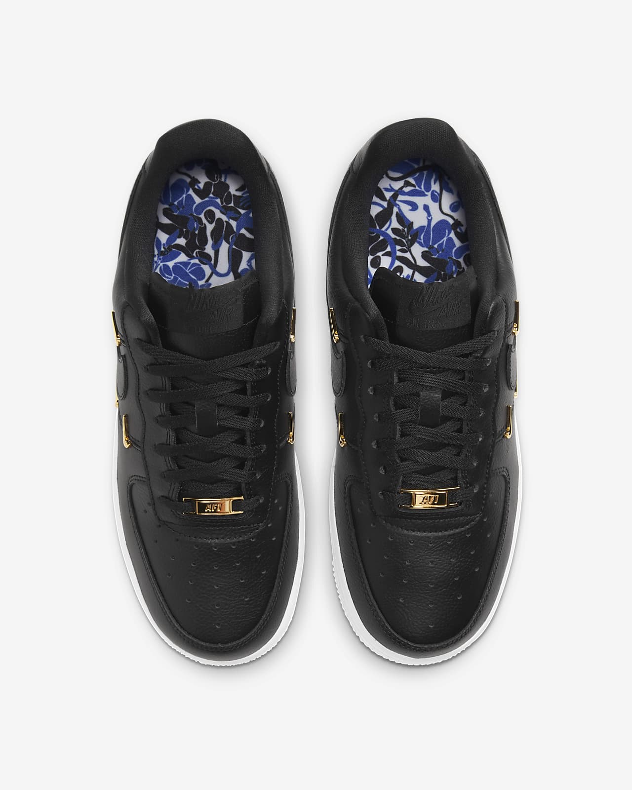 nike air force 1 womens black and gold