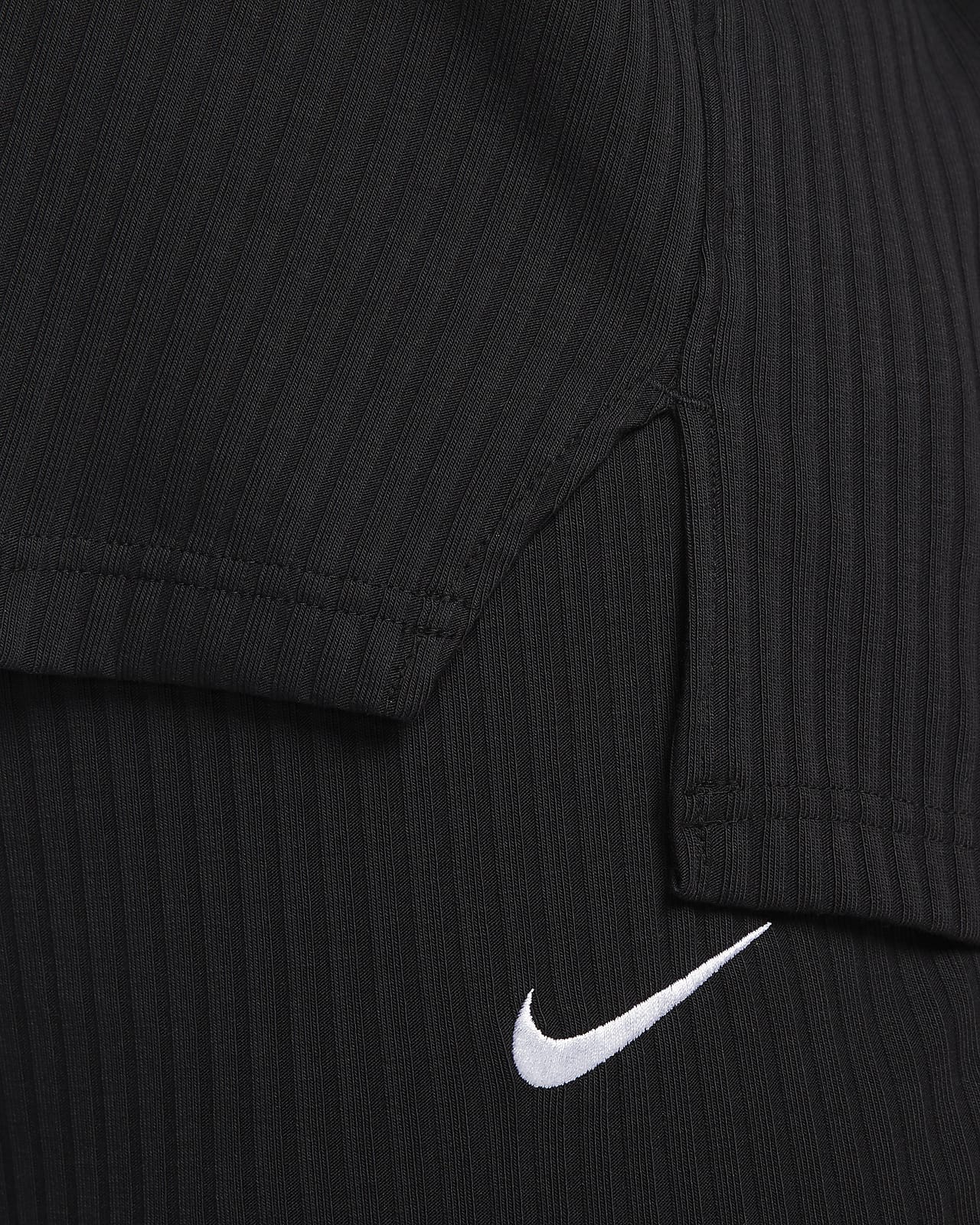 Nike ribbed jersey top in gray