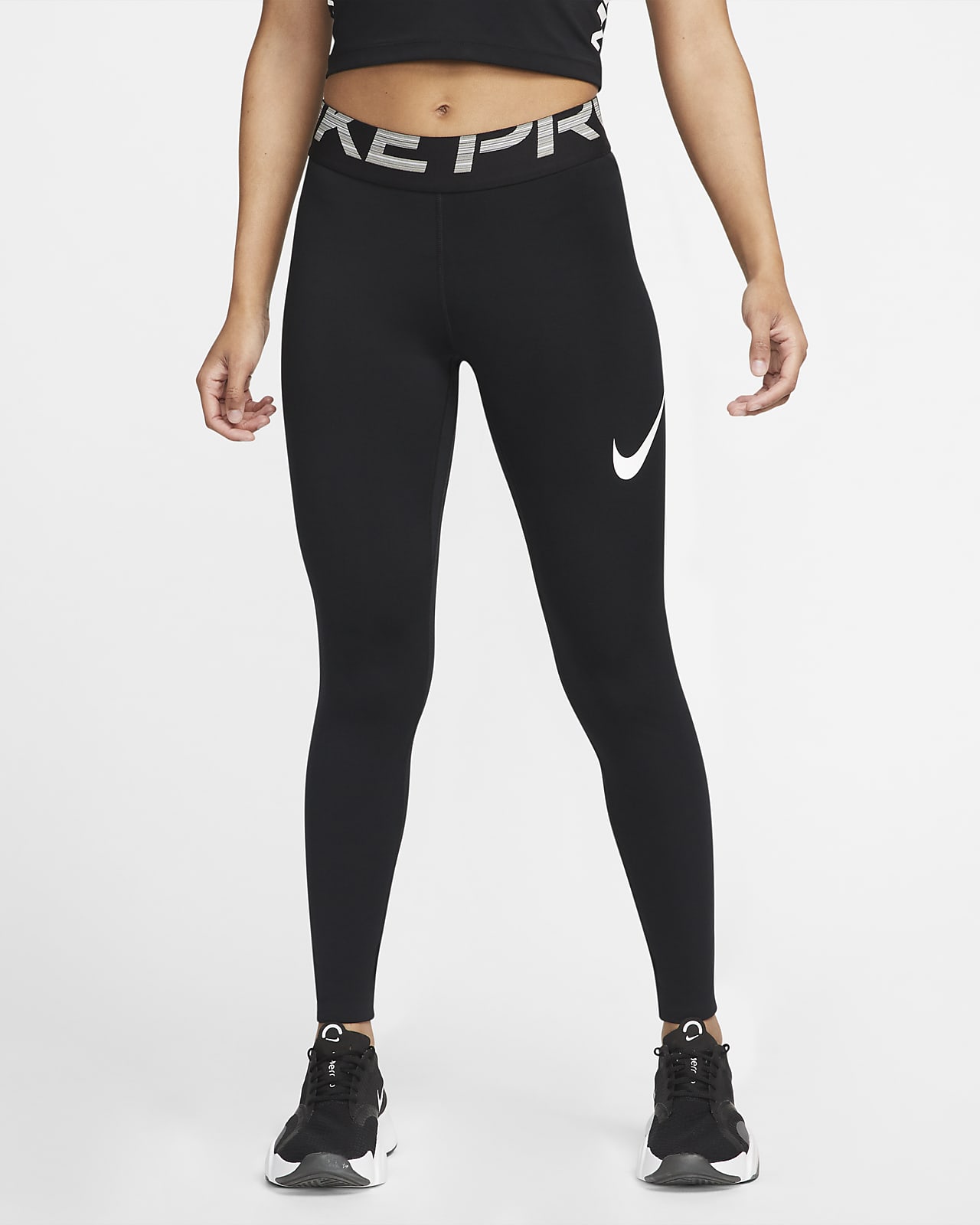 Nike Pro-træningsleggings med mellemhøj talje og meshpaneler til kvinder