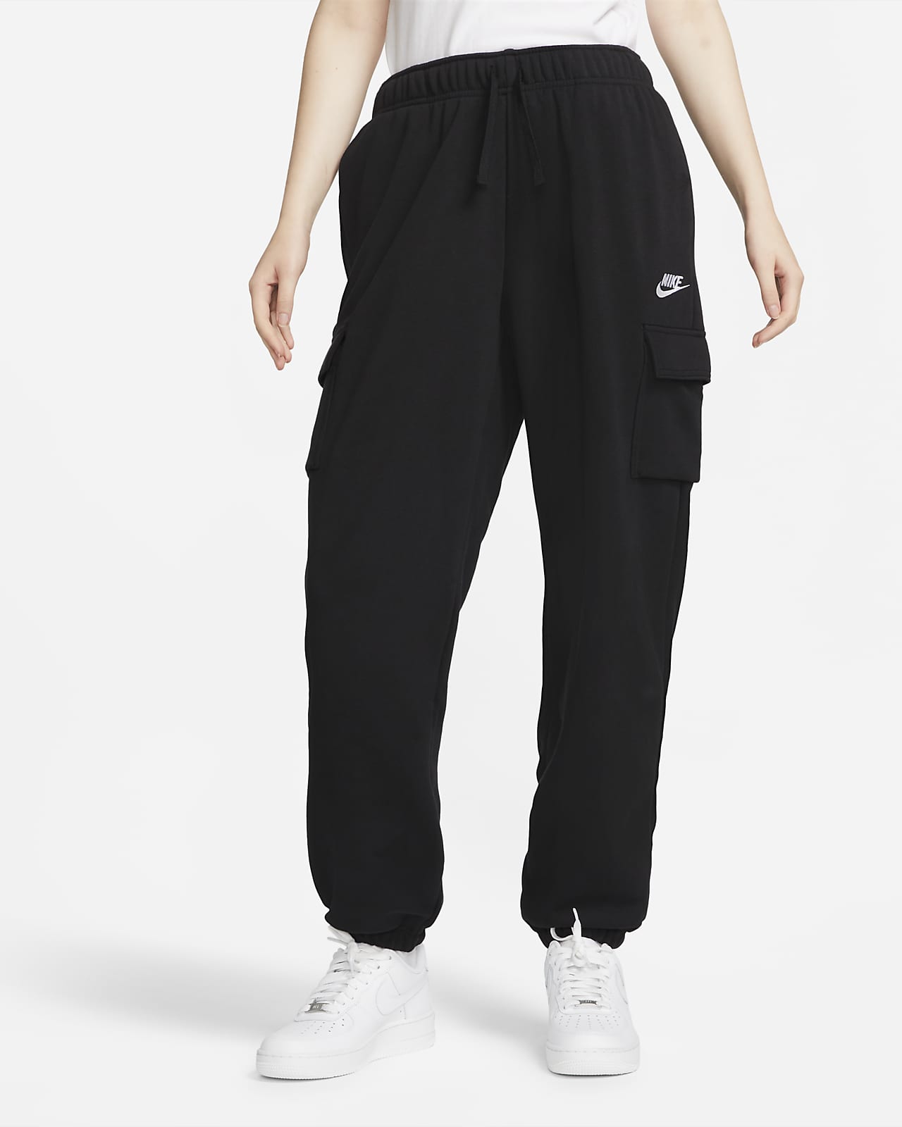 Pantalon de survêtement cargo oversize taille mi-haute Nike Sportswear Club Fleece pour Femme
