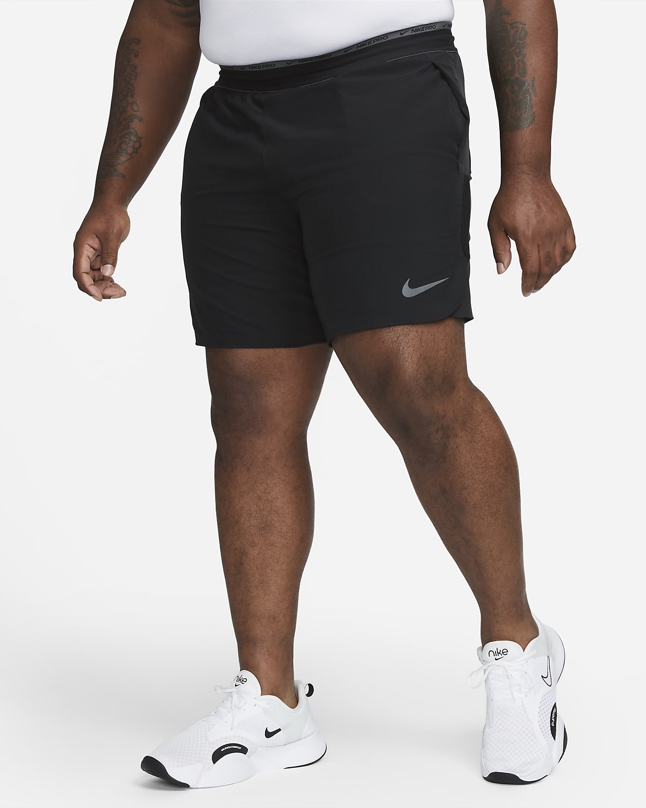 Nike Pro Dri-Fit Men's Tight Training Shorts Size XL DD1917-100 White/Black