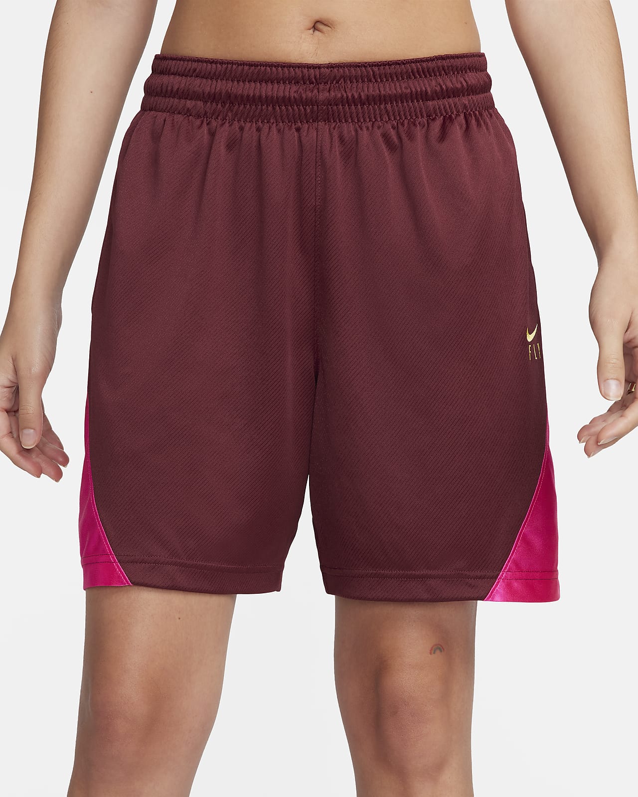 Nike Shorts Girls 4 Pink Orange Mesh Athletic Gym Pull On Logo