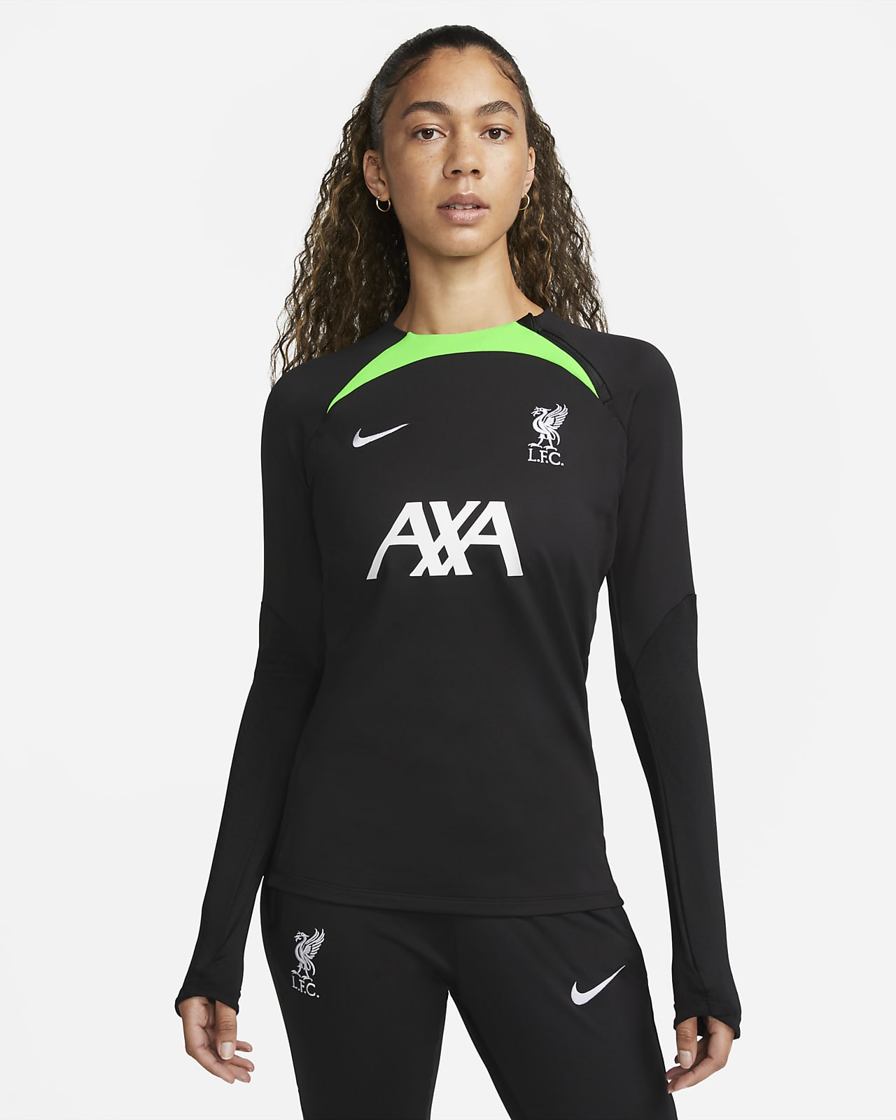Liverpool FC Strike Nike Dri-FIT kerek nyakkivágású női futball-melegítőfelső