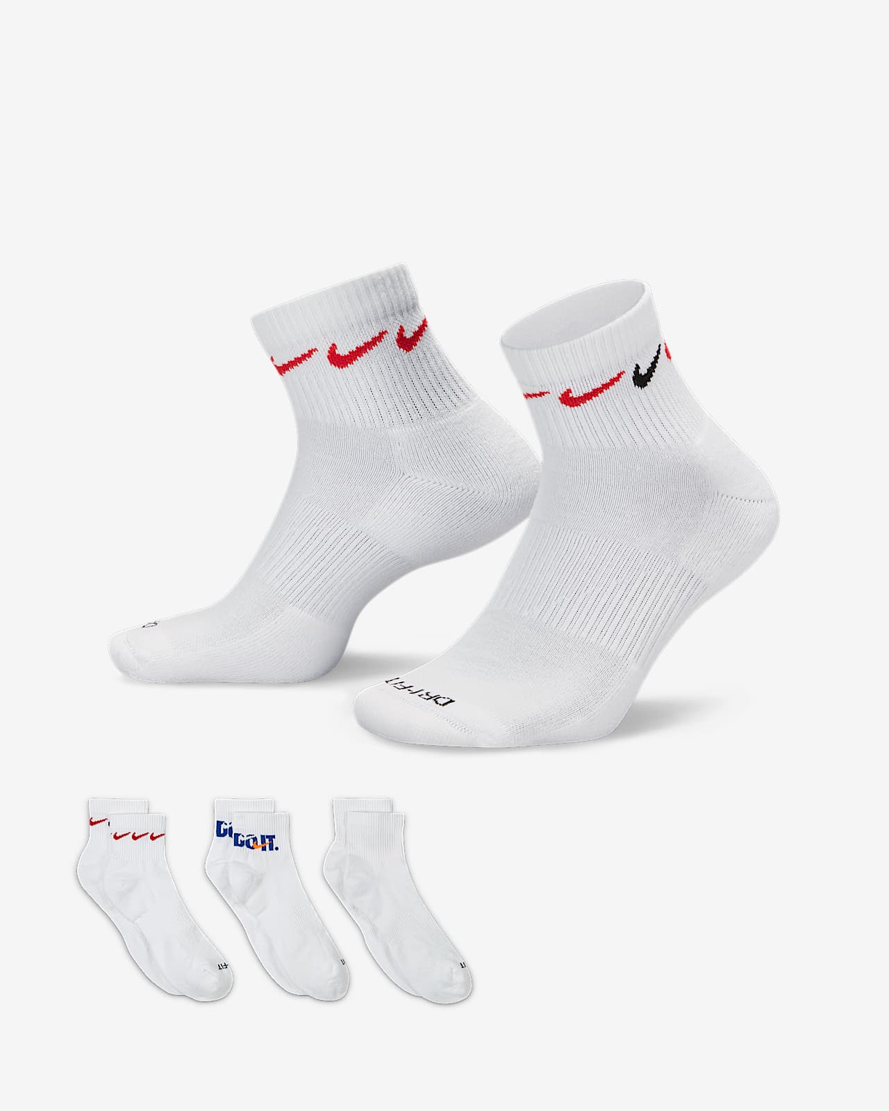 Носки до щиколотки для тренинга Nike Everyday Plus Cushioned (3 пары). Nike  RU