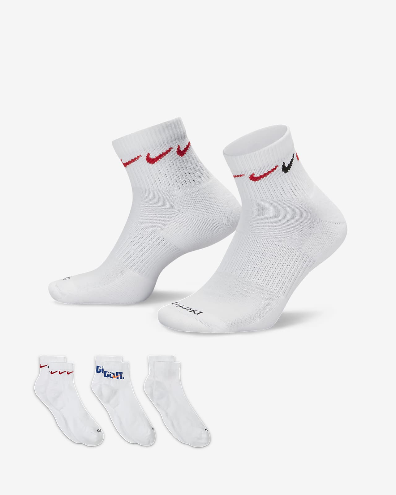Nike Everyday Plus Cushioned Calcetines de entrenamiento hasta el tobillo (3 pares)