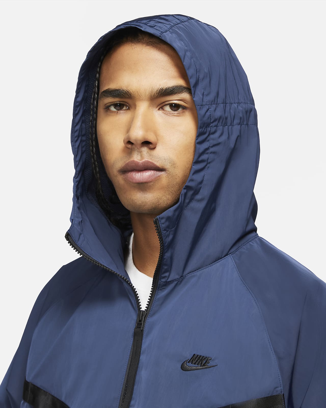 Nike Men's Sportswear Premium Essentials Blue Unlined Hooded Windrunner Jacket, Size: MT, Nylon/Polyester