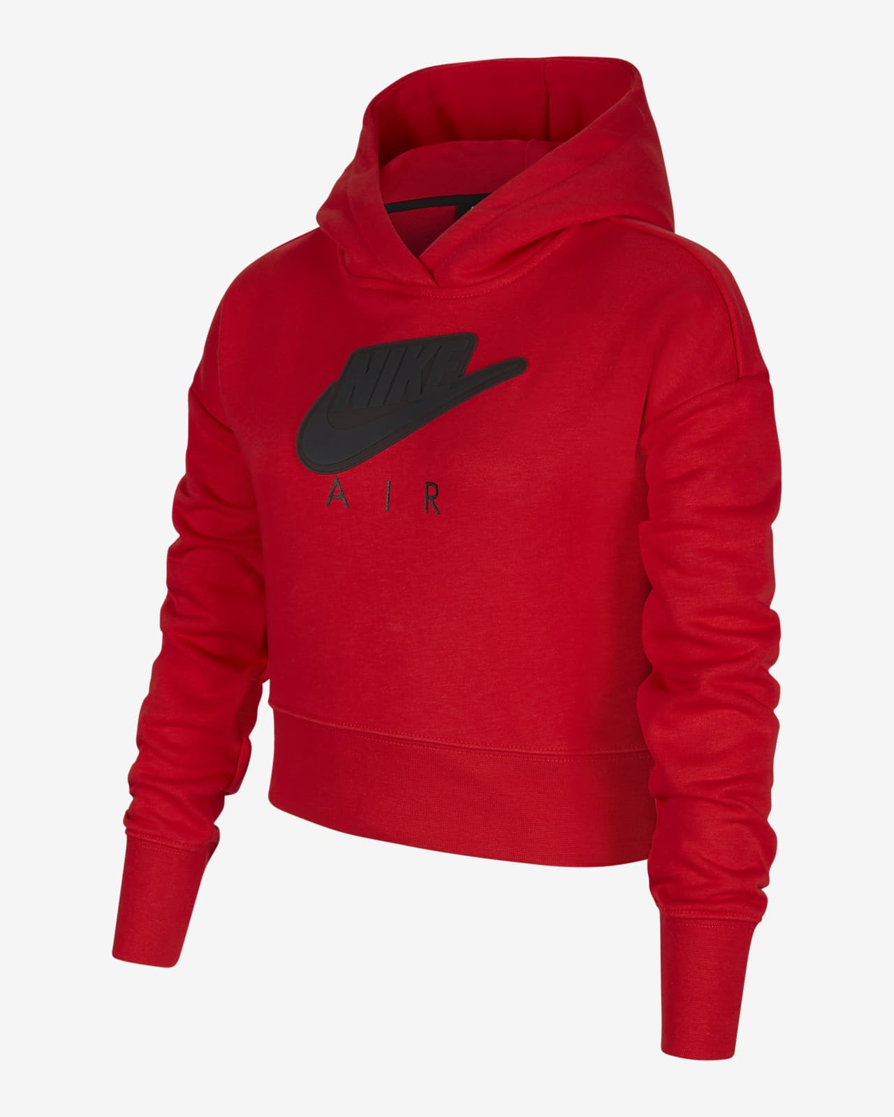 red cropped nike hoodie