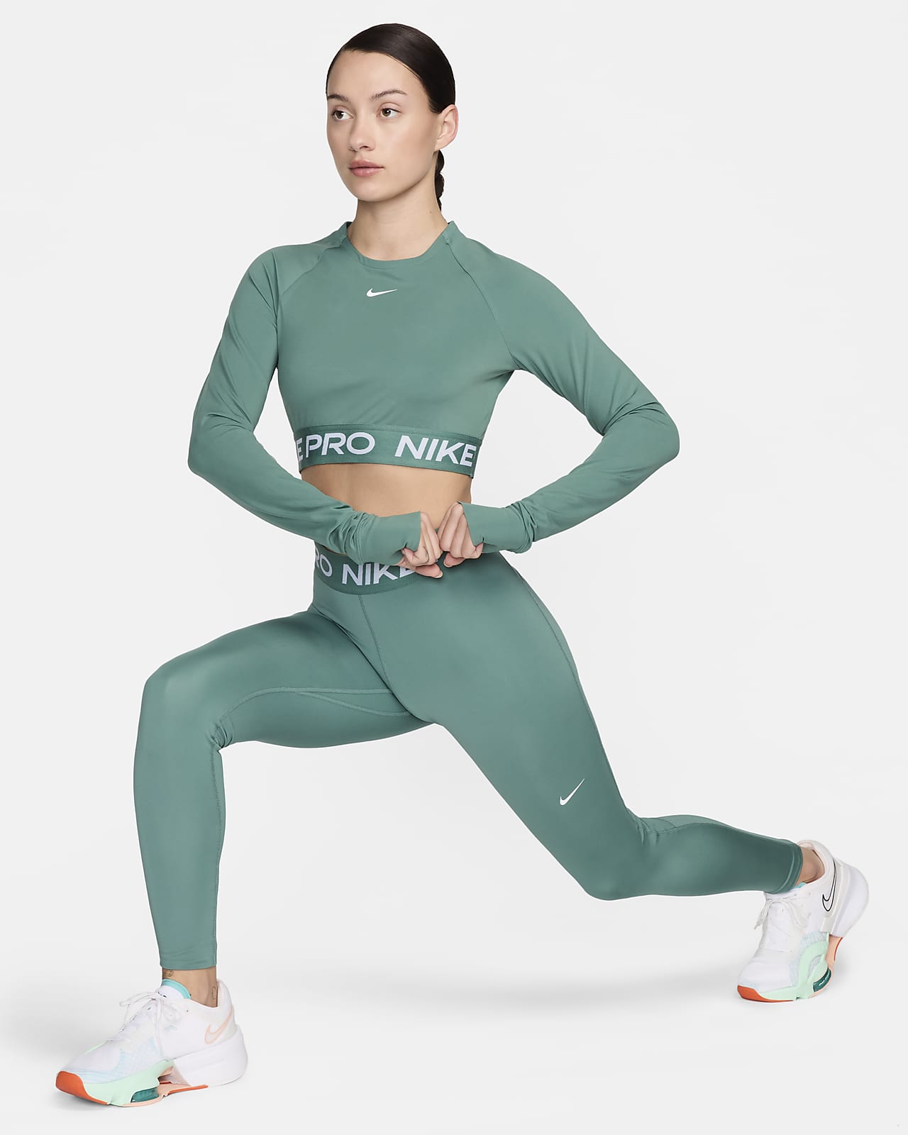 Nike Dry Therma Girls Gray & Pink Dri-fit Athletic Leggings Sweat Pants  S(5) 