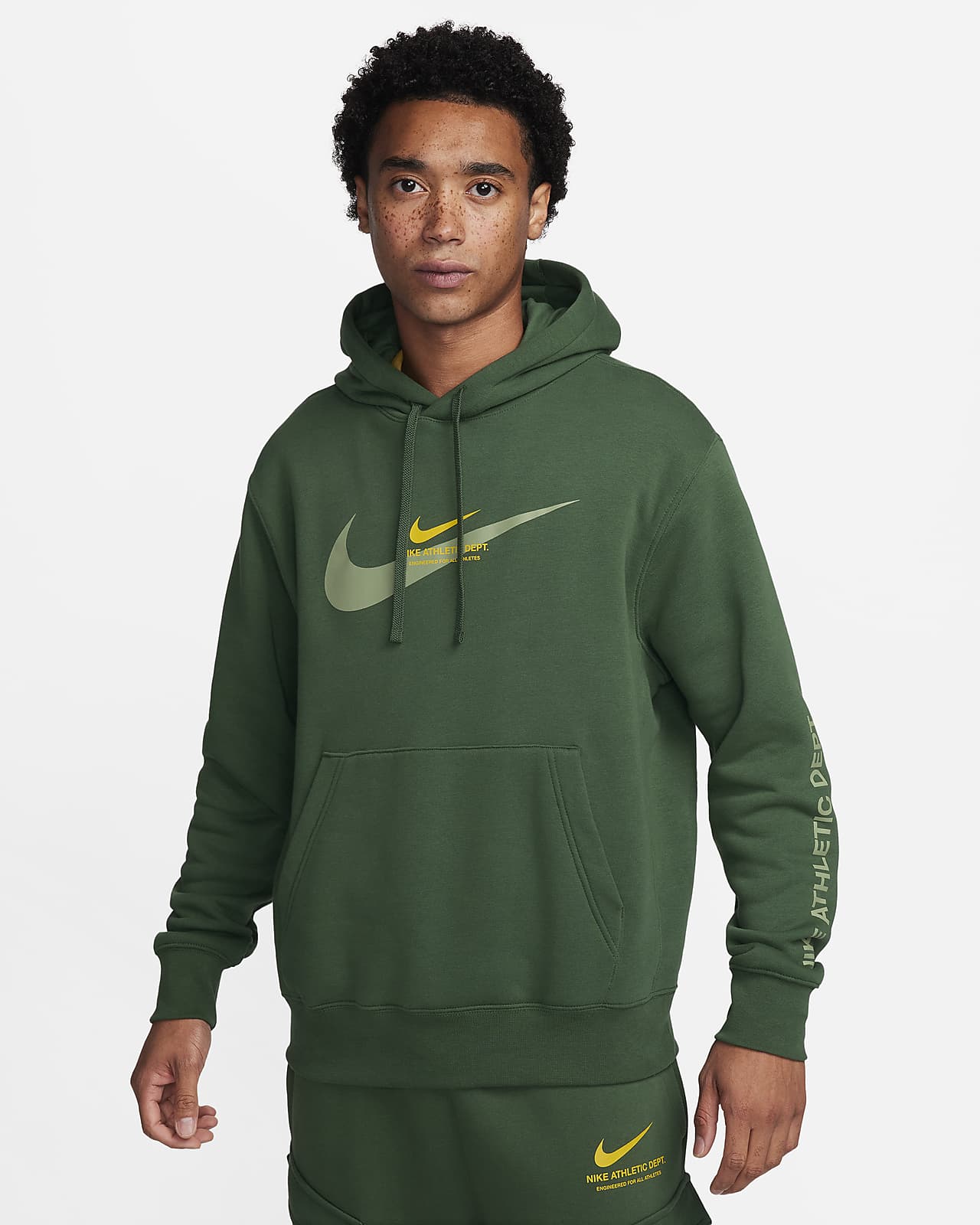 Hoodie pullover de lã cardada Nike Solo Swoosh para homem. Nike PT
