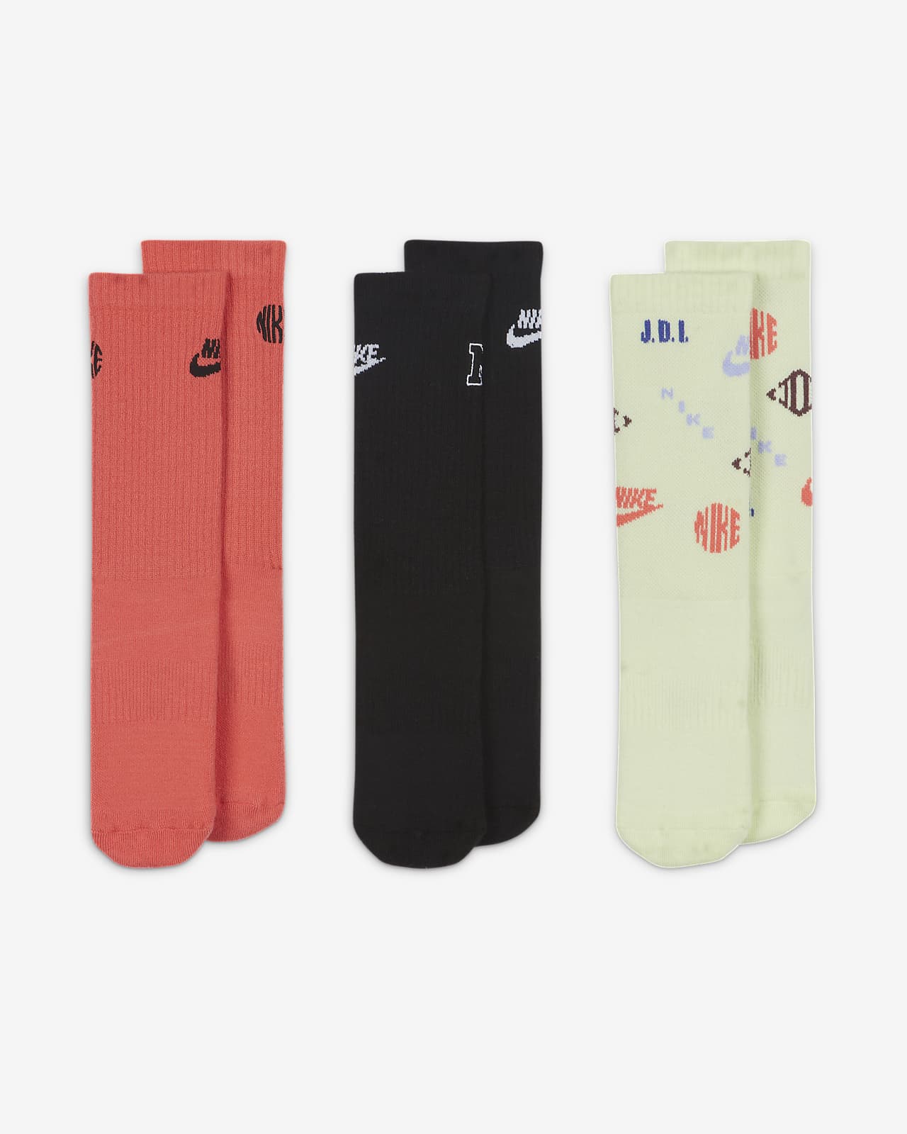 Nike Everyday Kids' Cushioned Crew Socks (3 Pairs). Nike VN