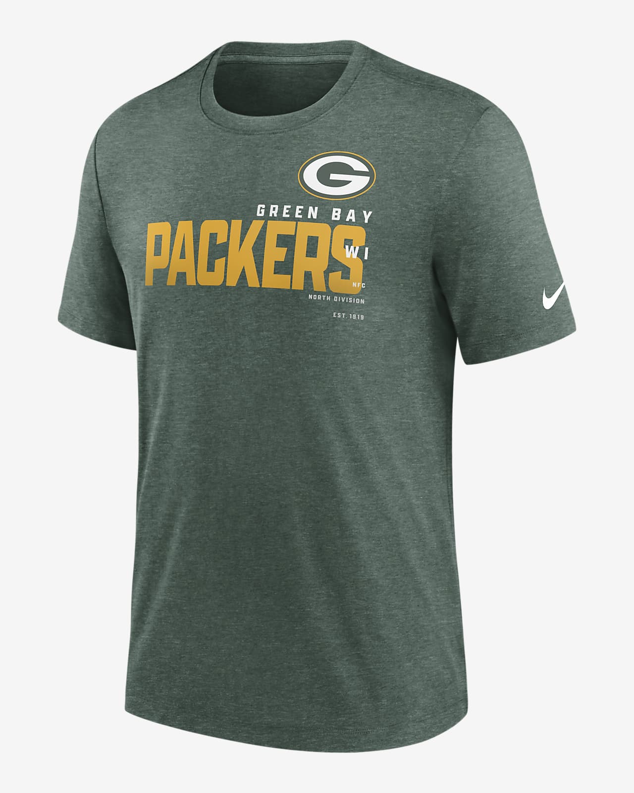 NFL Equipment Green Bay Packers Heathered Green Athletic T-Shirt No Tags