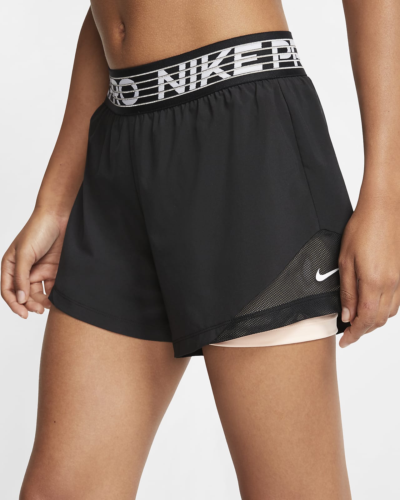 nike training flex 2 in 1 shorts in black and pink