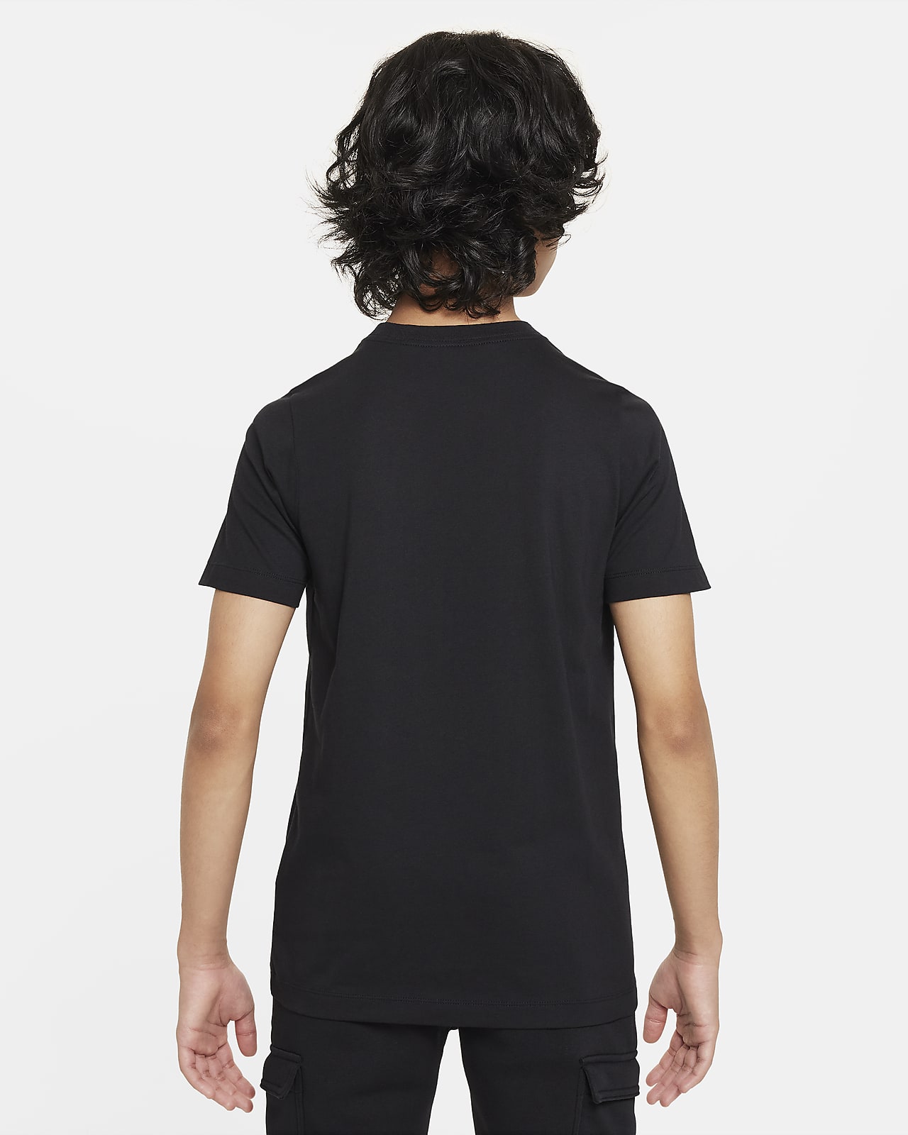 white blue and black graphic tee