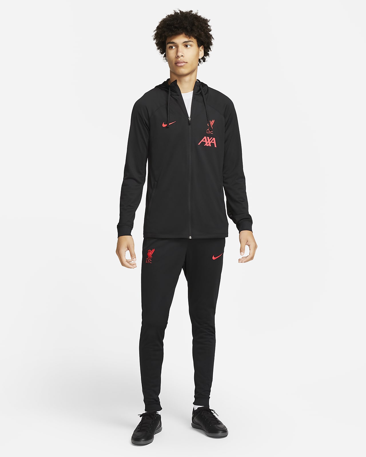 Liverpool FC Strike Away Men's Nike Dri-FIT Hooded Soccer Track Jacket.