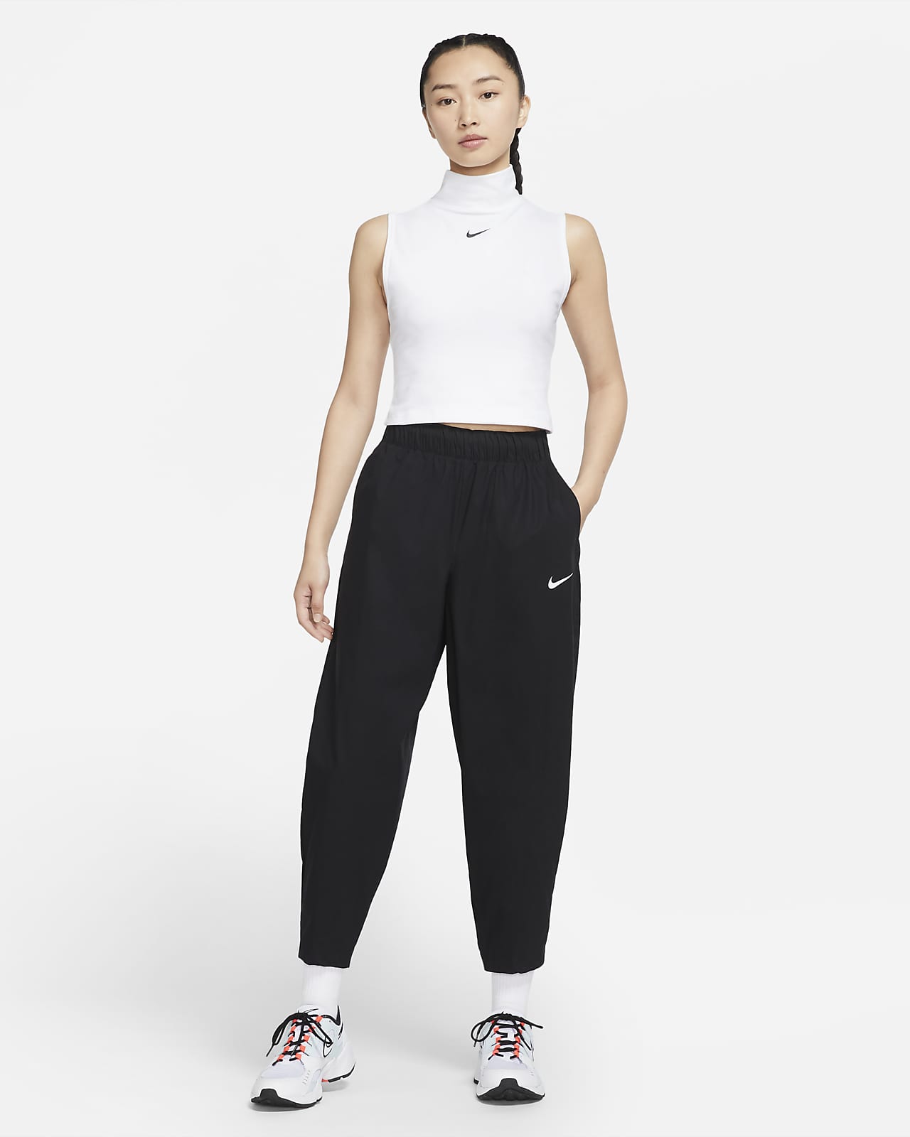 Nike Women's Sportswear Essential Mid-Rise Pants White/Black - SS22 - US