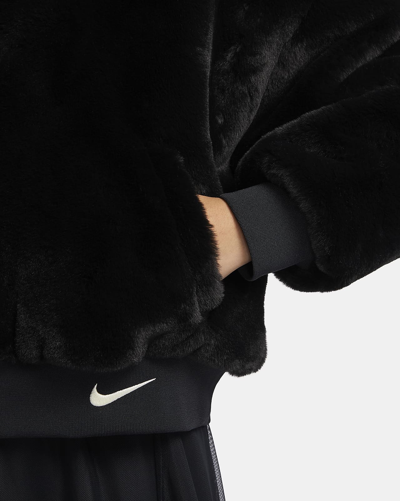 Nike black store fur jacket