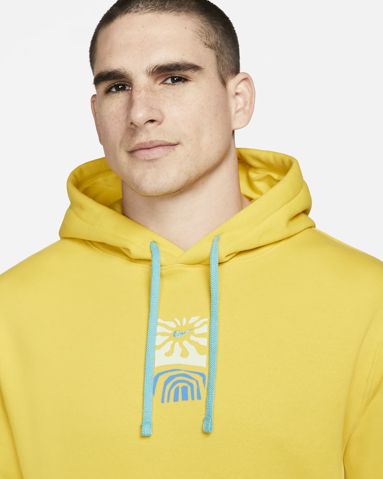 nike men's sportswear club fleece hoodie yellow