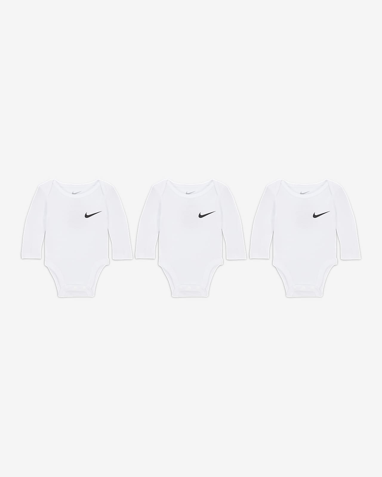 Nike Essentials 3-Pack Long Sleeve Bodysuits Baby Bodysuit Pack.