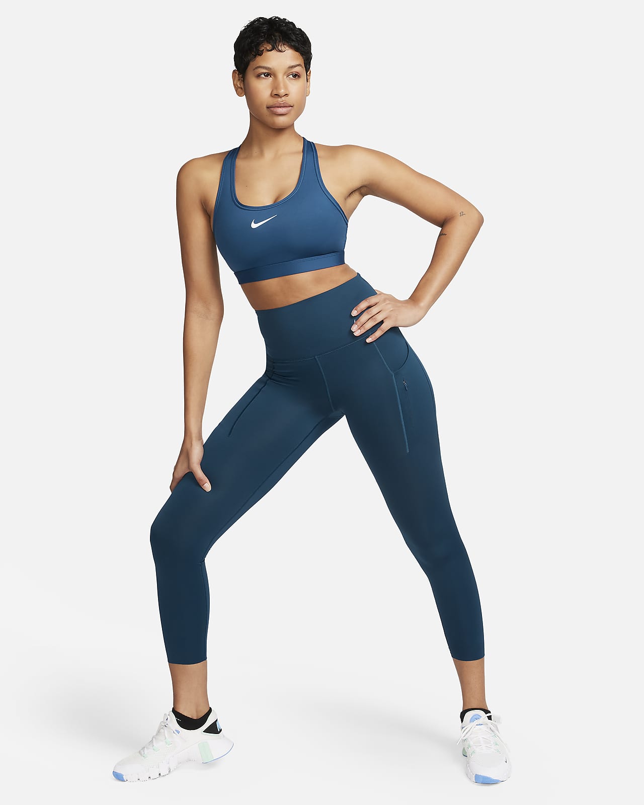Buy Nike Blue Medium Swoosh Support Sports Bra from Next Luxembourg