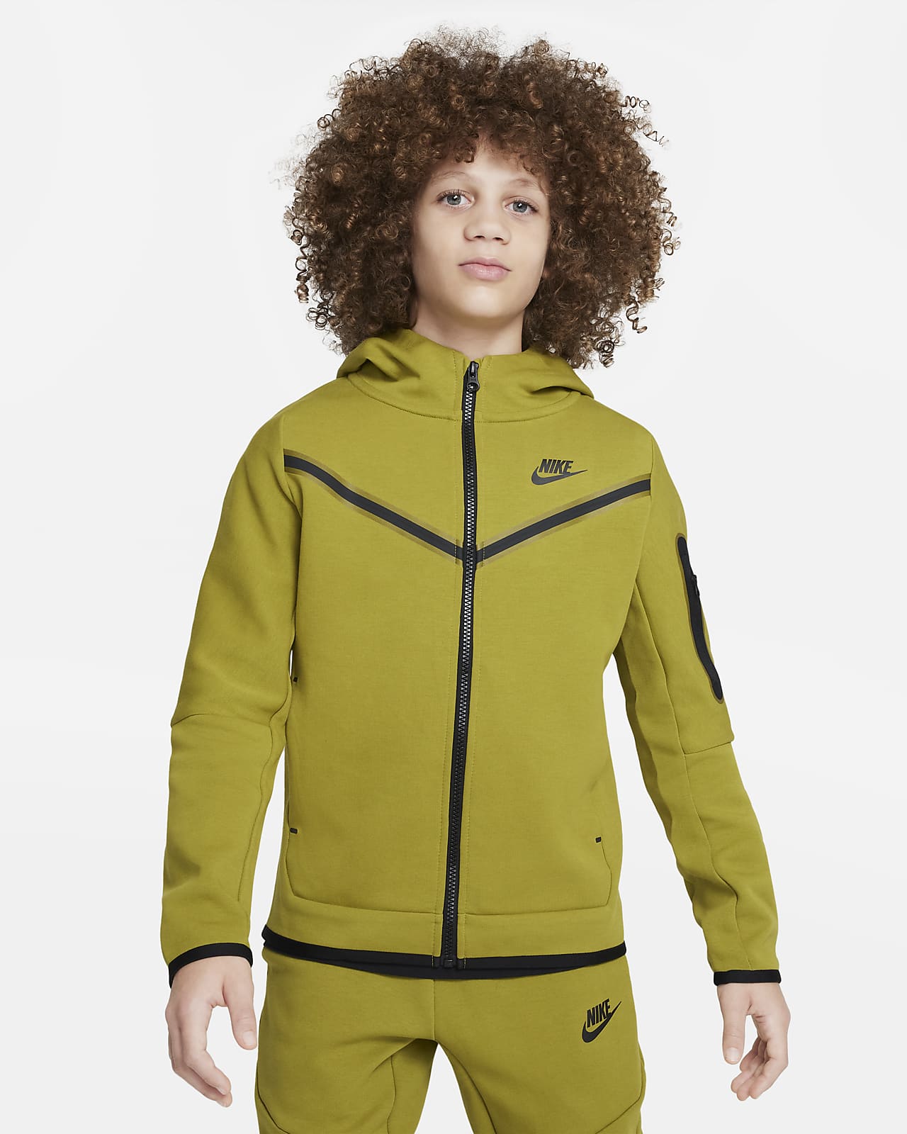 Μπλούζα με κουκούλα και φερμουάρ Nike Sportswear Tech Fleece για μεγάλα αγόρια
