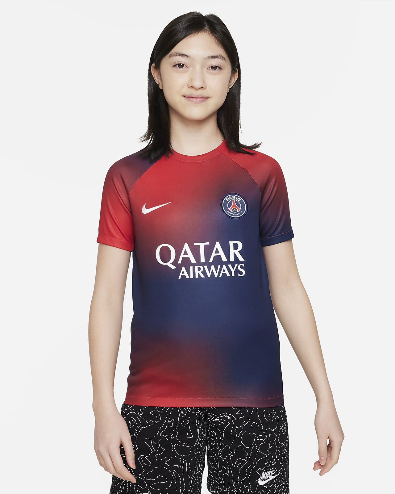 Paris Saint-Germain Academy Home-Nike Dri-FIT Pre-Match-fodboldtrøje til større børn. Nike DK