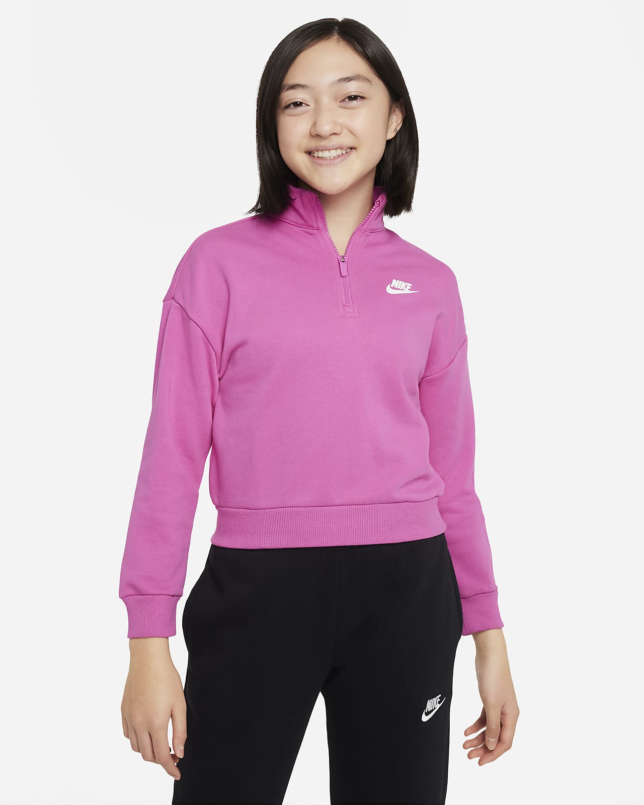 Nike Sportswear Club Fleece Big Kids' (Girls') 1/2-Zip Top.