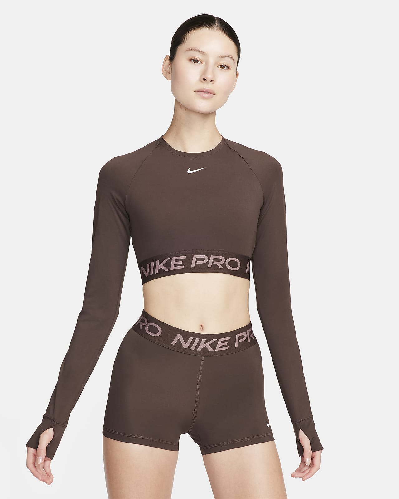 Nike Pro Dri-FIT kort, langermet overdel til dame