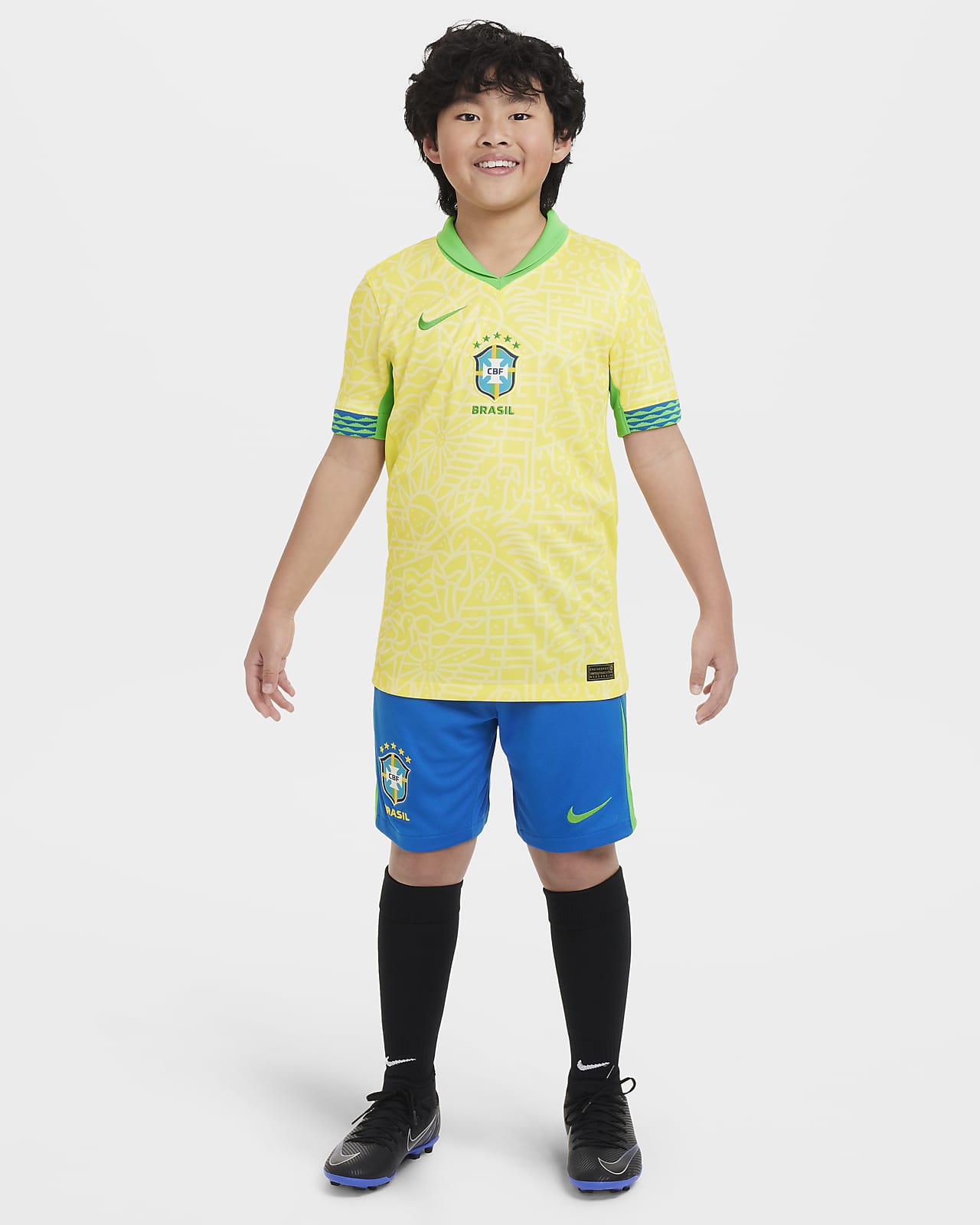 ブラジル 2024 スタジアム ホーム ジュニア ナイキ Dri-FIT サッカー レプリカ ユニフォーム