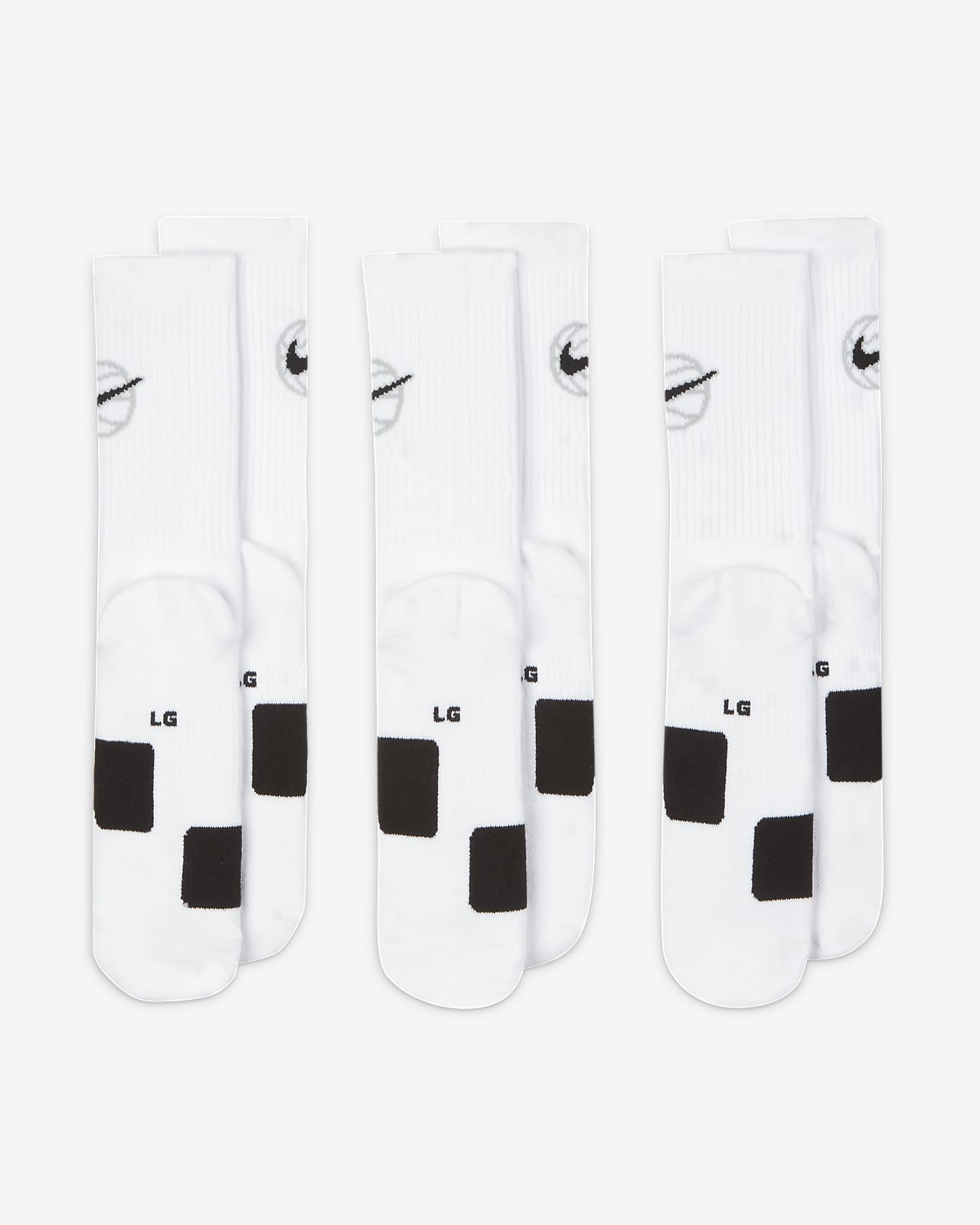 Nike Chaussettes Crew Basketball 3 Paires Blanc - Sous-vêtements