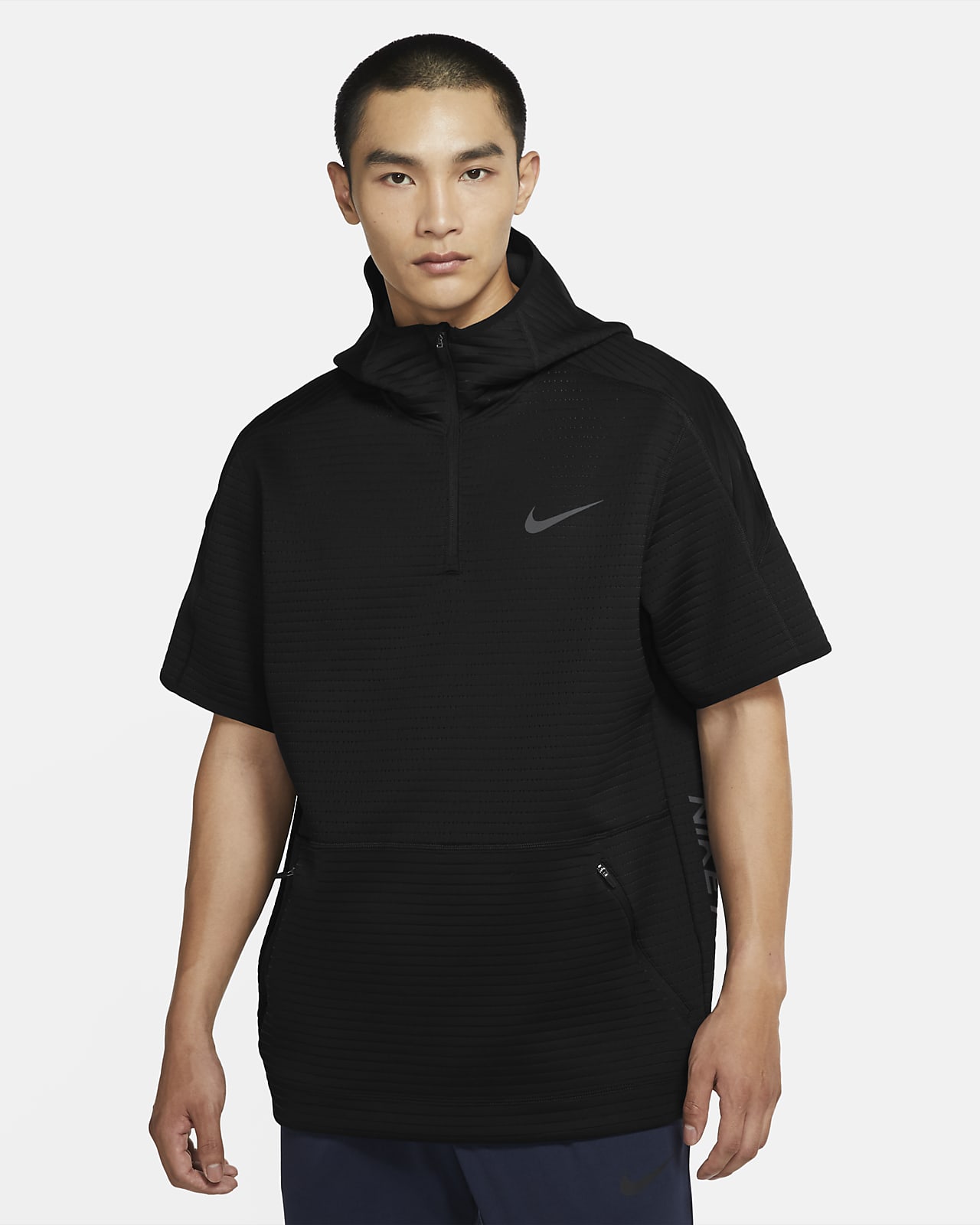 Nike Pro Kurzarm-Hoodie mit Viertelreißverschluss für Herren. Nike CH