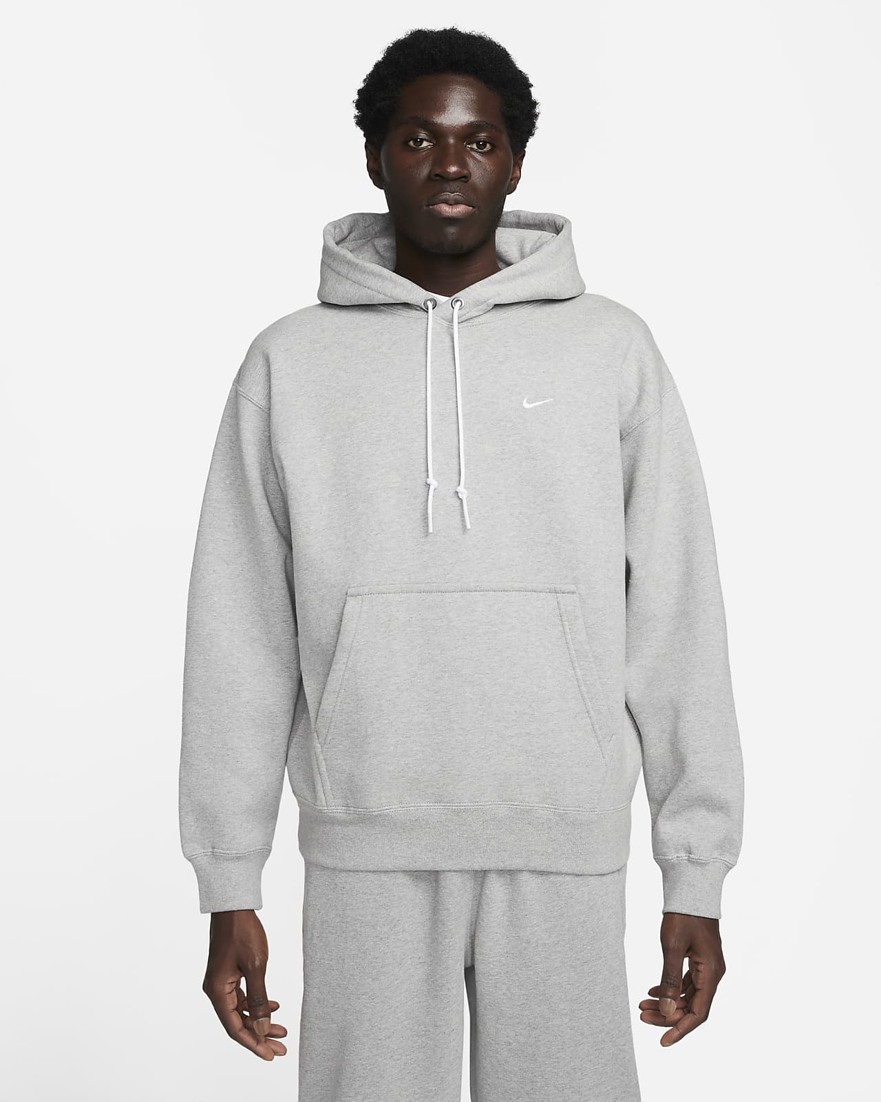 Hoodie pullover de lã cardada Nike Solo Swoosh para homem