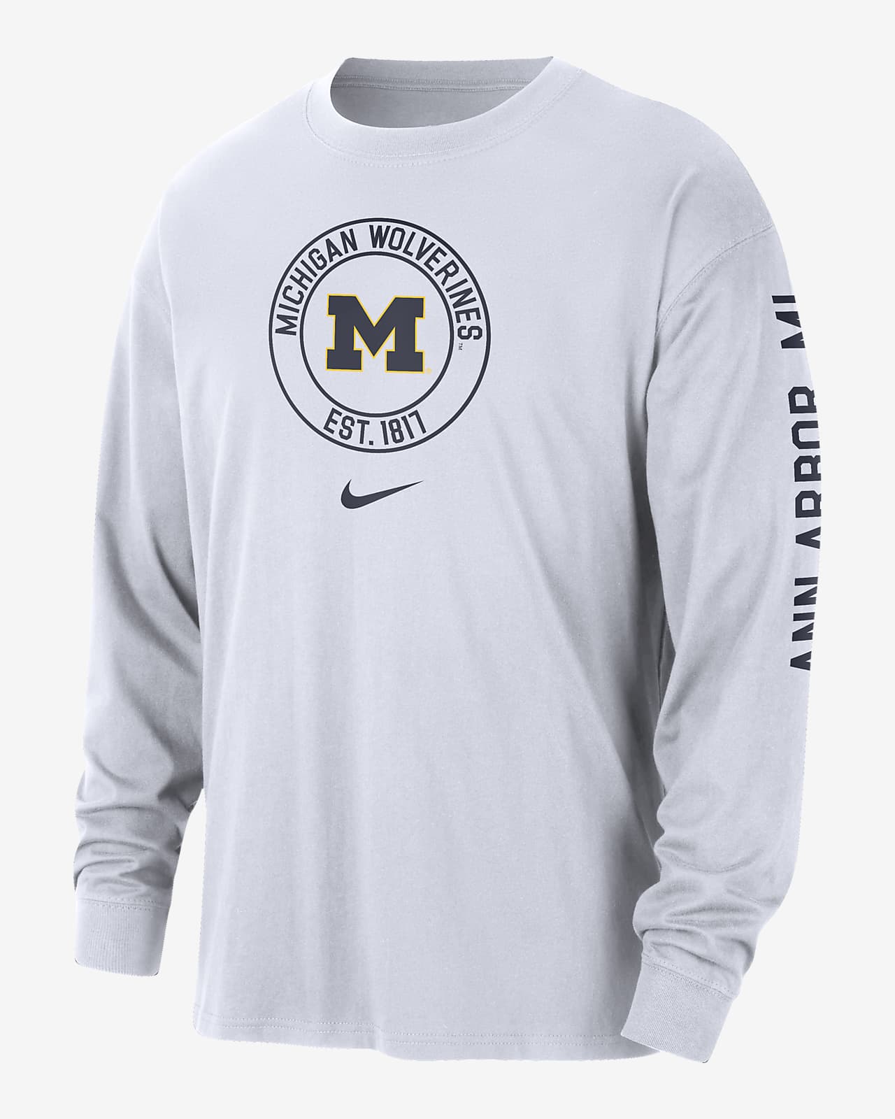 Playera de manga larga universitaria Nike para hombre Michigan Max90