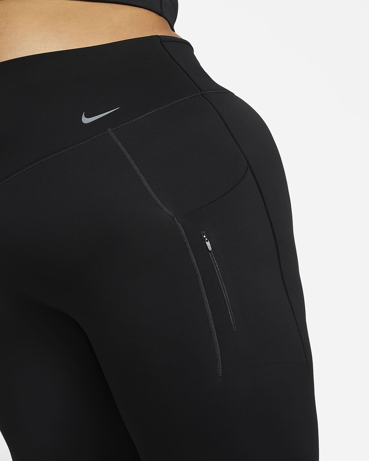 NIKE Go Women's Firm-Support Mid-Rise Full-Length Leggings with Pockets,  Size XLT Black/Black at  Women's Clothing store