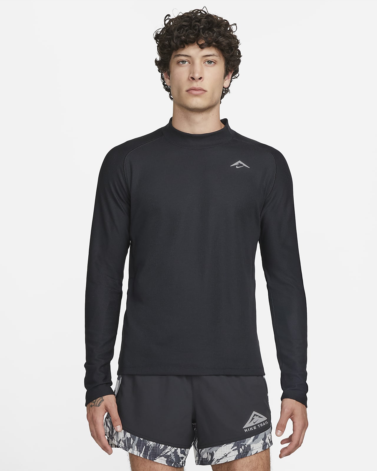Nike Shirt Turtleneck Top White Workout Dri-Fit Long Sleeve Adult