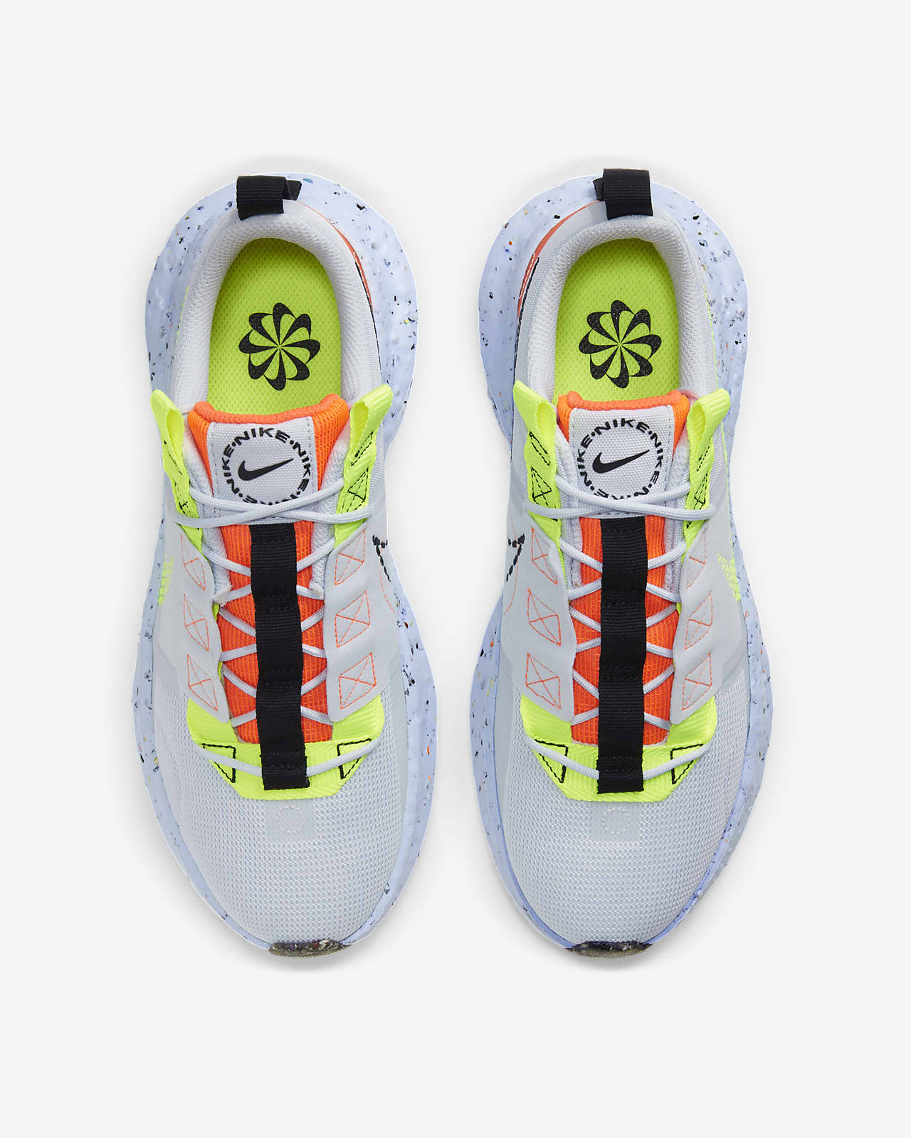 nike crater impact trainers in off white yellow and blue