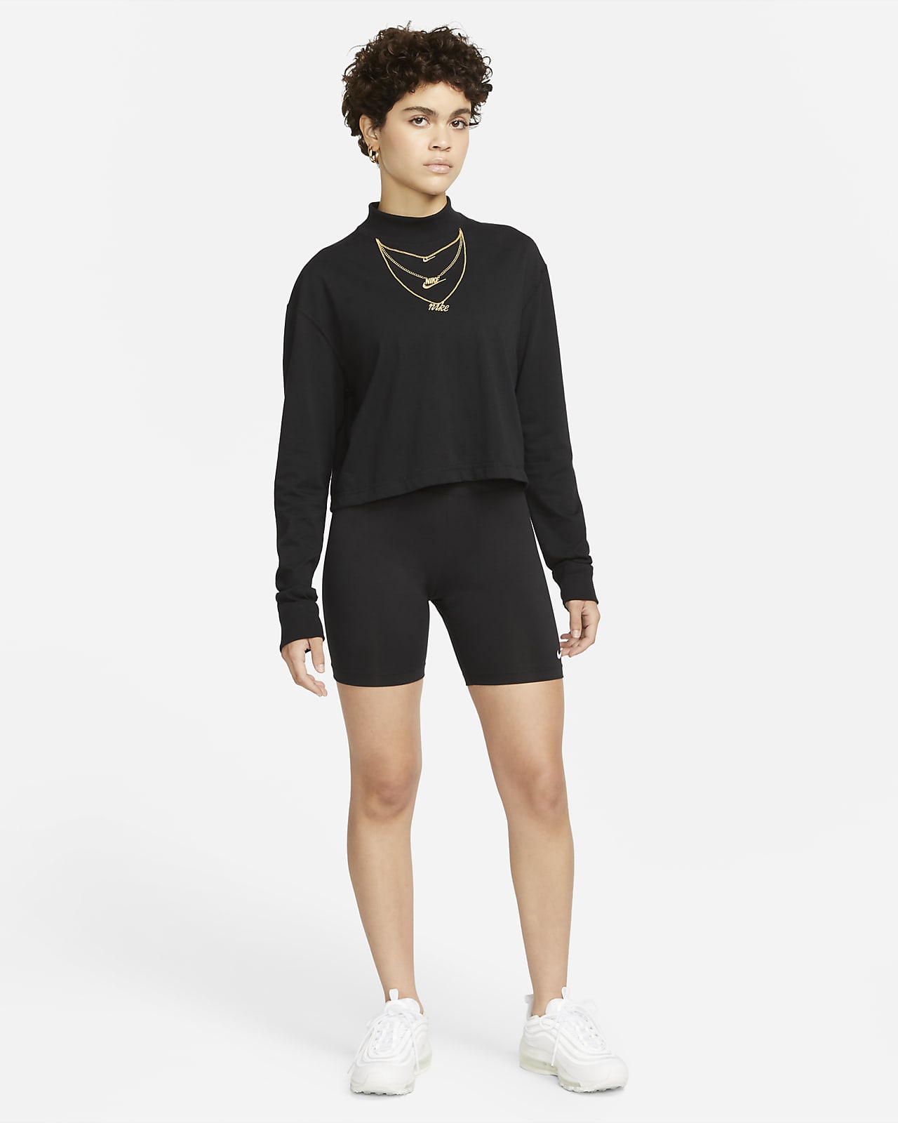 Nike Sportswear Women's Long-Sleeve Mock Neck T-Shirt. Nike SA