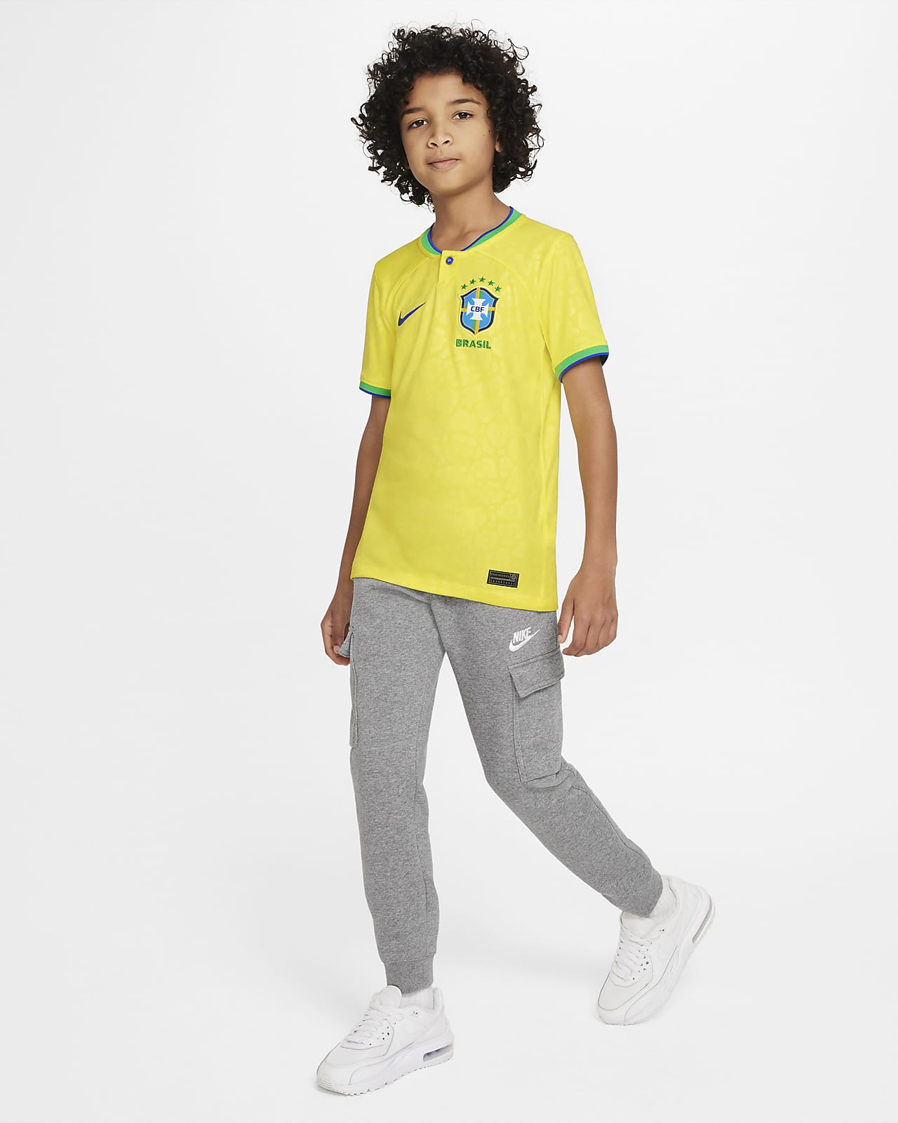 Brasilien 2022/23 Stadium Nike Dri-FIT-fodboldtrøje til børn. Nike DK