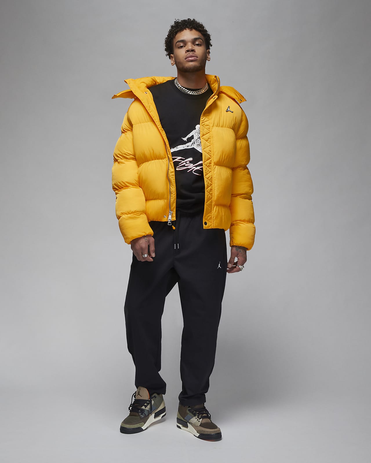 mens puffer jacket yellow