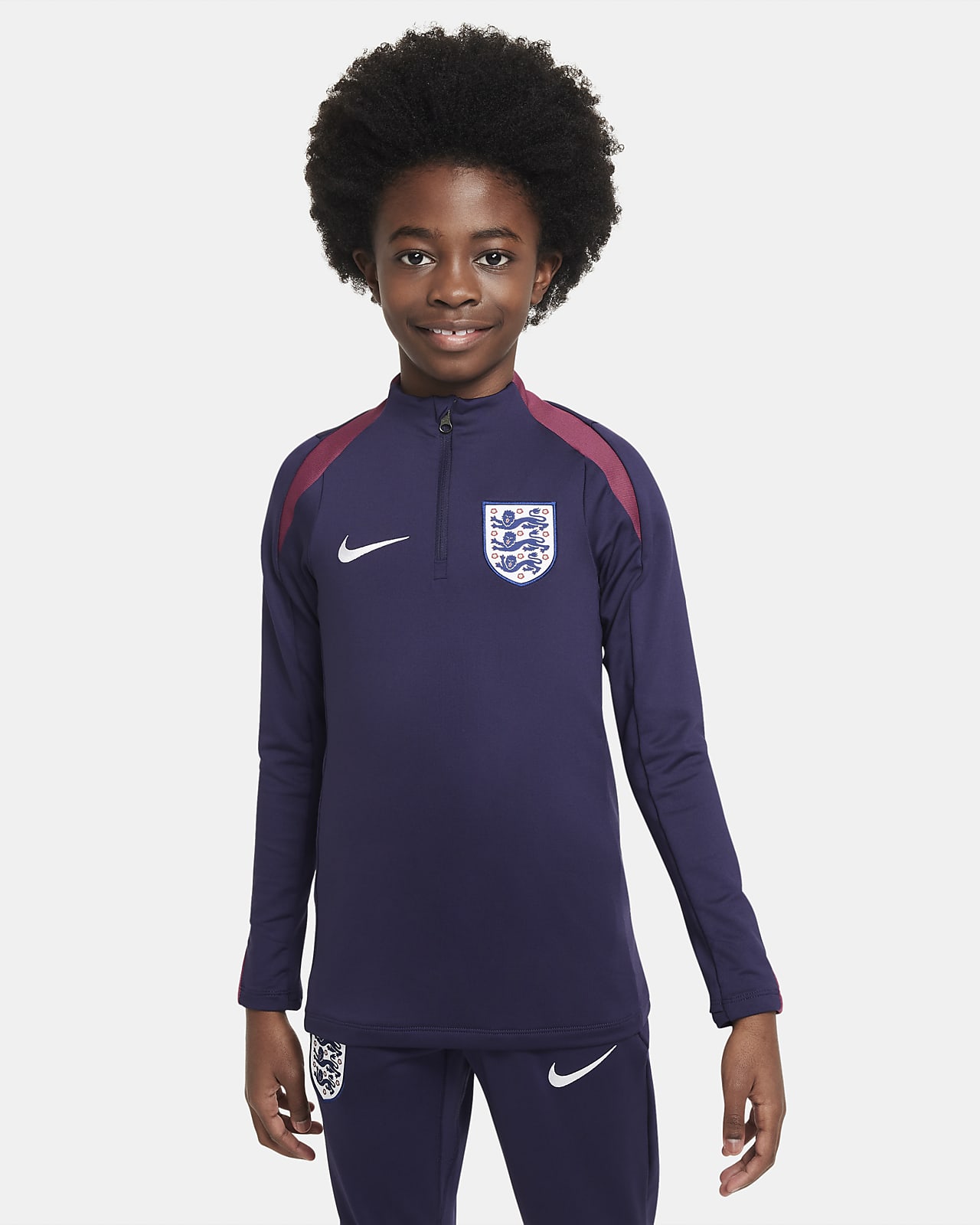 Ποδοσφαιρική μπλούζα προπόνησης Nike Dri-FIT Αγγλία Strike για μεγάλα παιδιά