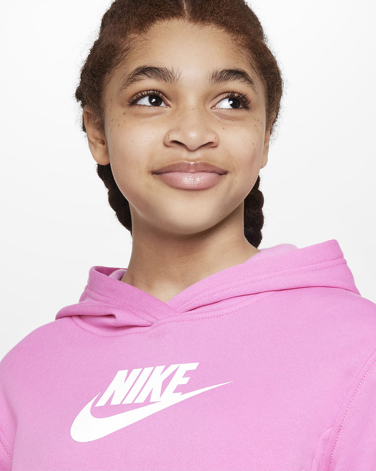 Fleece (Girls\') Sportswear Nike Club Kids\' Big Crop Hoodie.