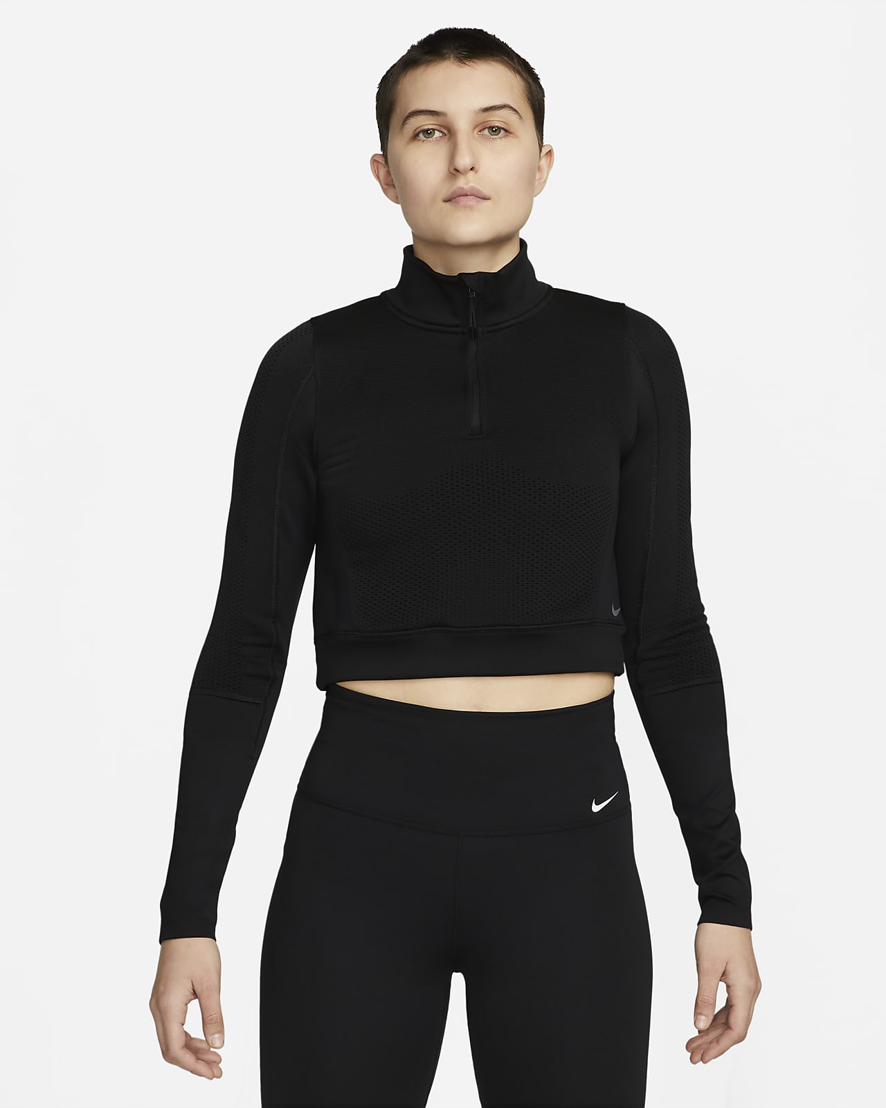 Nike Air Womens Dri-FIT 1/4 Zip Running Crop Top