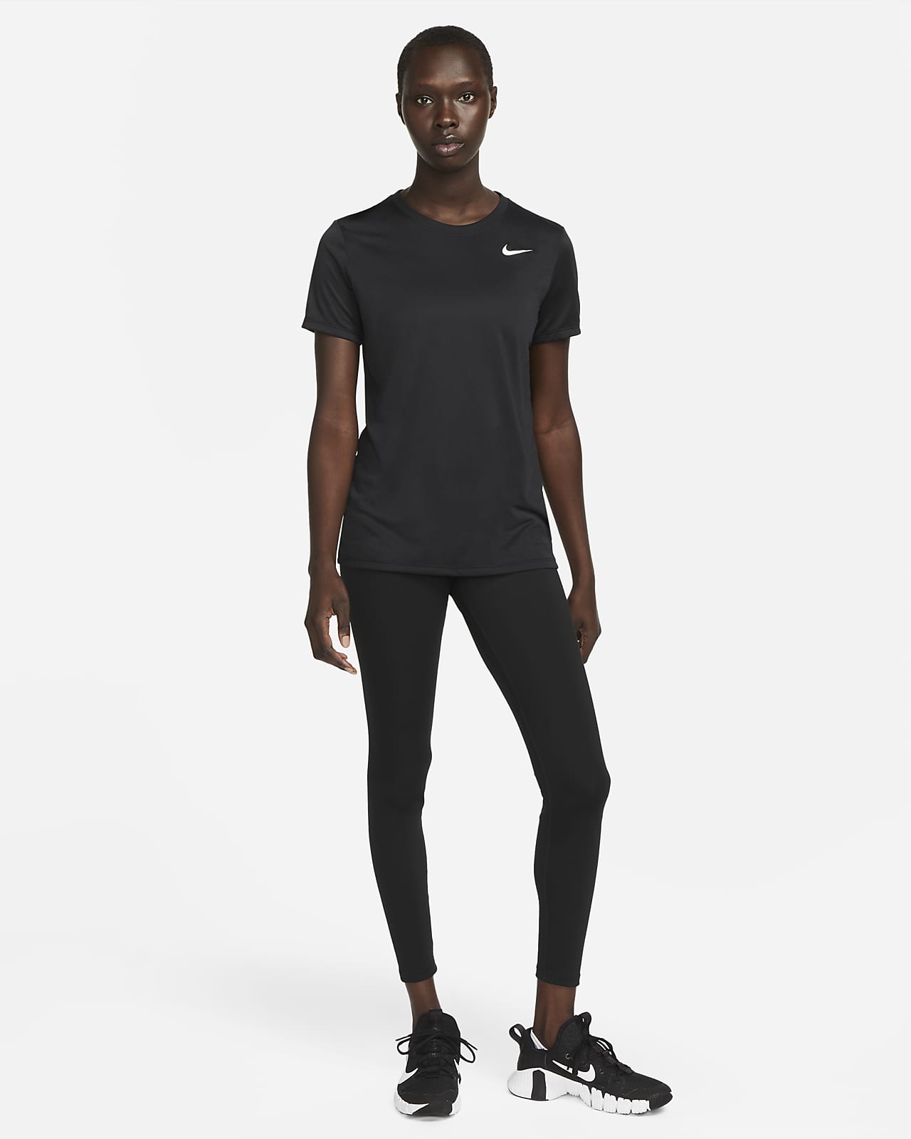 Nike Women Activewear Top Medium Black T-Shirt Logo Graphic Dri Fit Tee