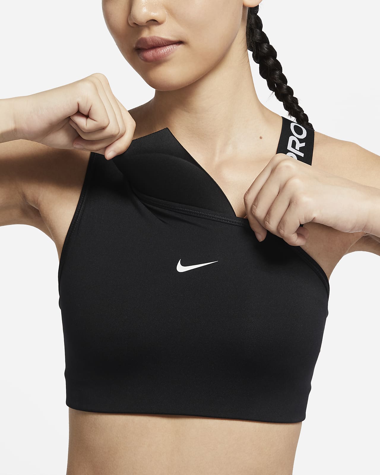 Nike Pro Dri-FIT Swoosh Women's Medium-Support 1-Piece Pad Asymmetrical  Sports Bra. Nike ID